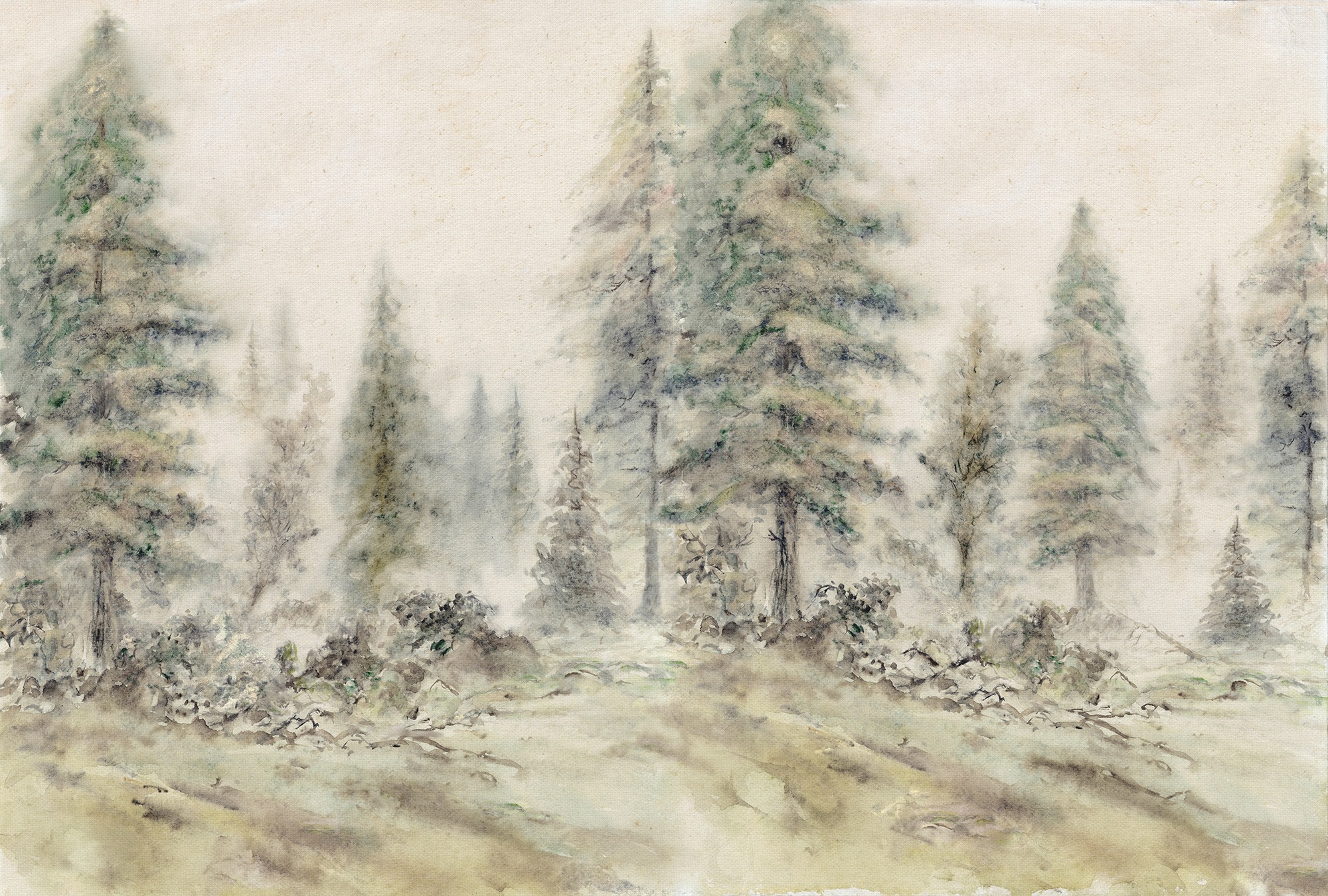 Architects Paper Fototapete "Atelier 47 Aquarel Forest 2" Wald glatt Vlies, Wand, Schräge, Decke