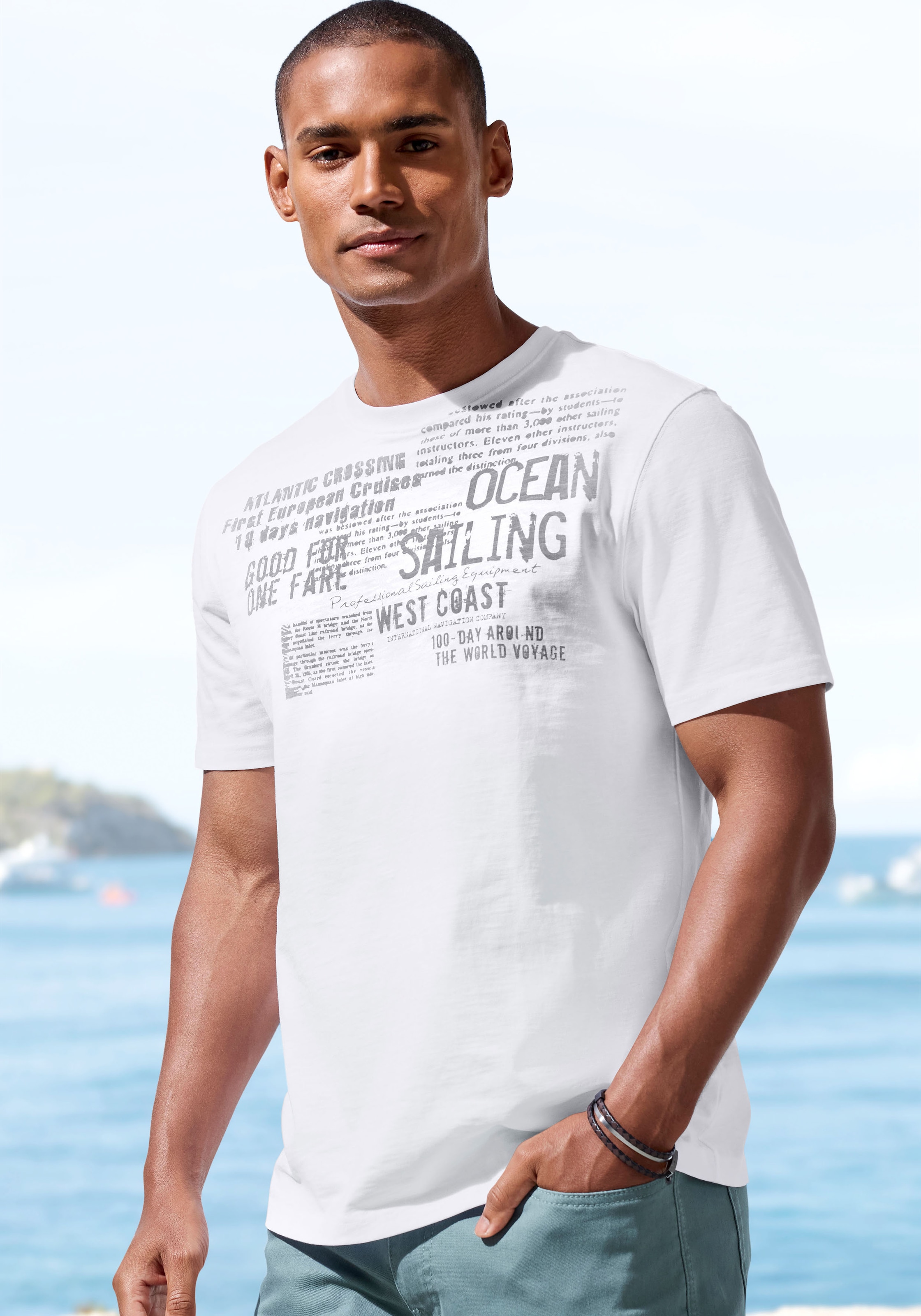 John Devin T-Shirt "mit Print", Regular-Fit, aus Slub-Qualität, mit Print günstig online kaufen