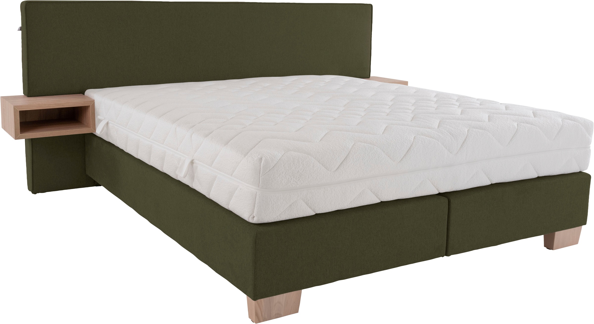 Boxspringbett ALINA "Daria", grün (dunkelgrün gcp 333), B:287cm L:213cm, Chenille GCP (100% Polyester), Komplettbetten, Boxspringbett, integrierte Nachttische und Matratze, unterschiedliche Ausführungen