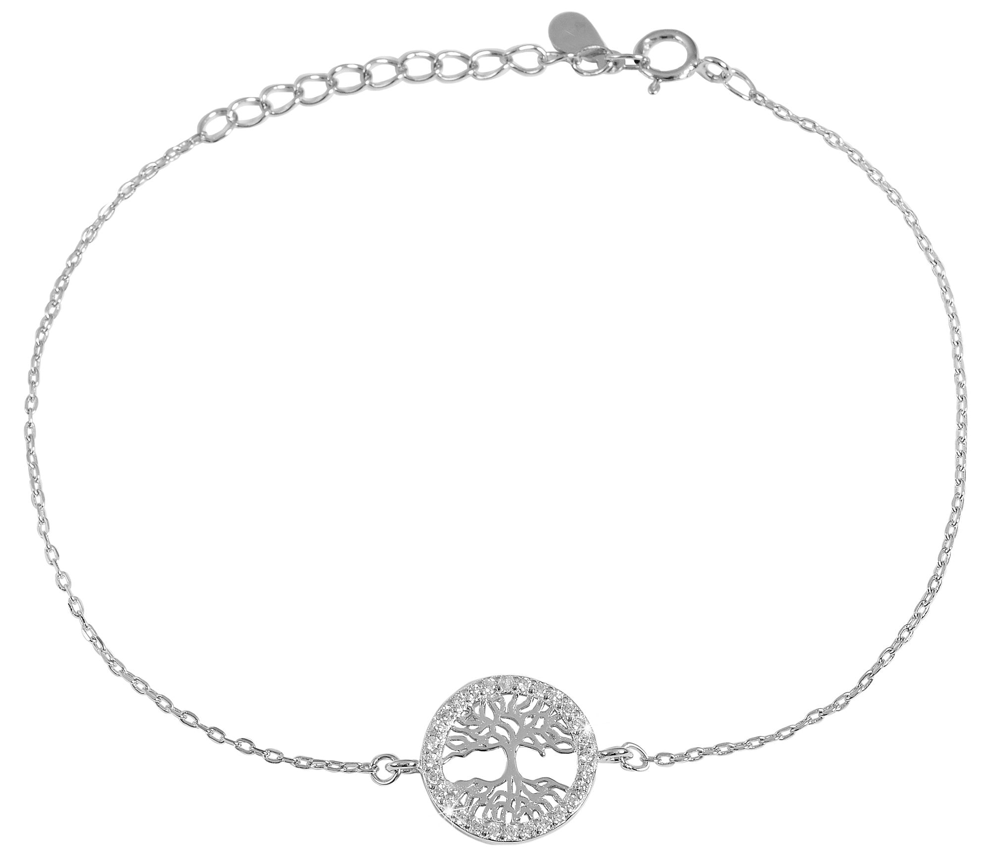 ADELIA ́S Damen Armband "Damen Armband – Lebensbaum aus 925 Silber mit Zirkonia 17 cm", 17cm, Silber 925 (Sterlingsilber)silber, Silber 925