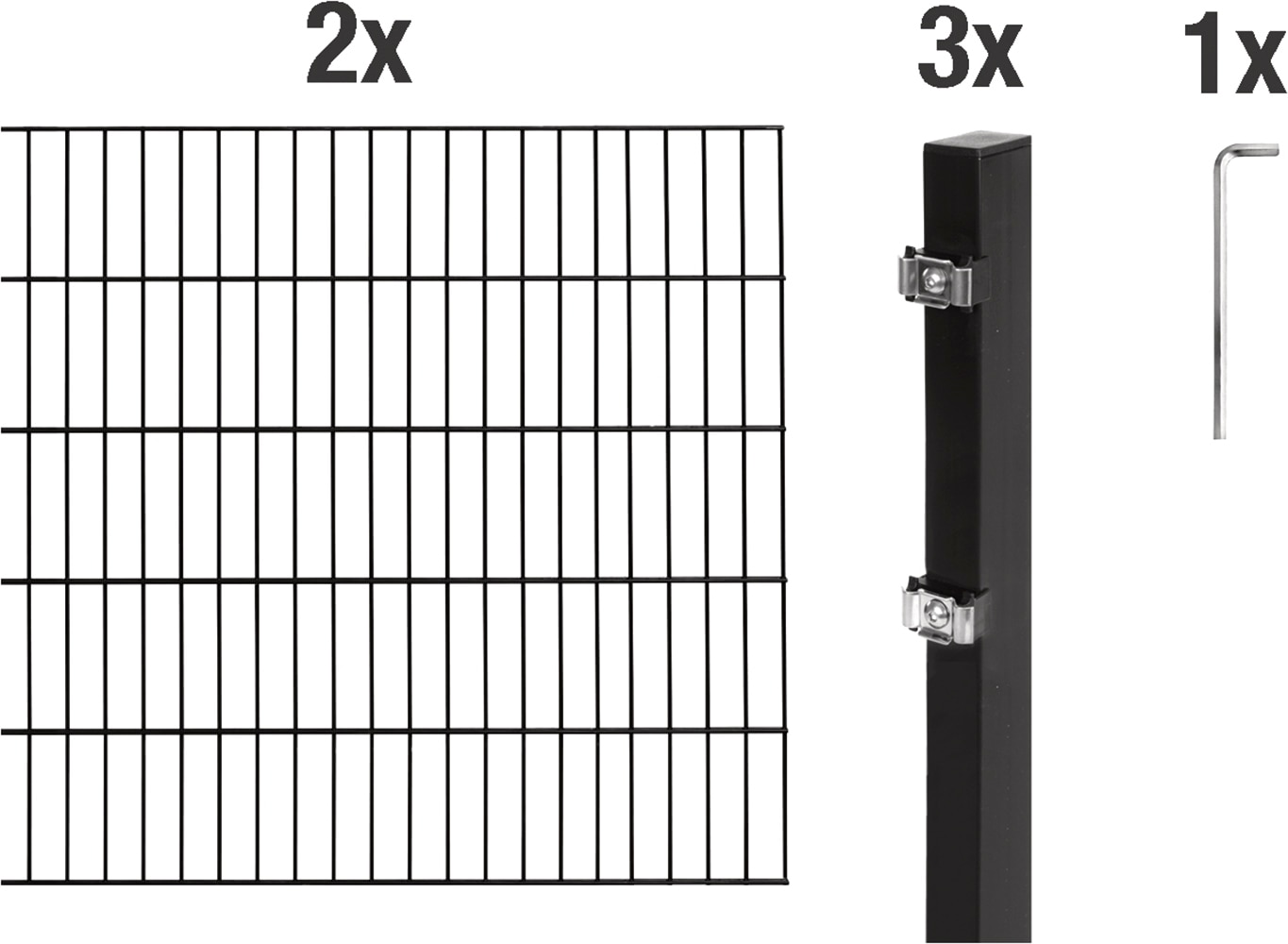 Alberts Doppelstabmattenzaun "Grundset" Höhe: 80-200 cm, Gesamtlänge: 4-30 m, zum Einbetonieren
