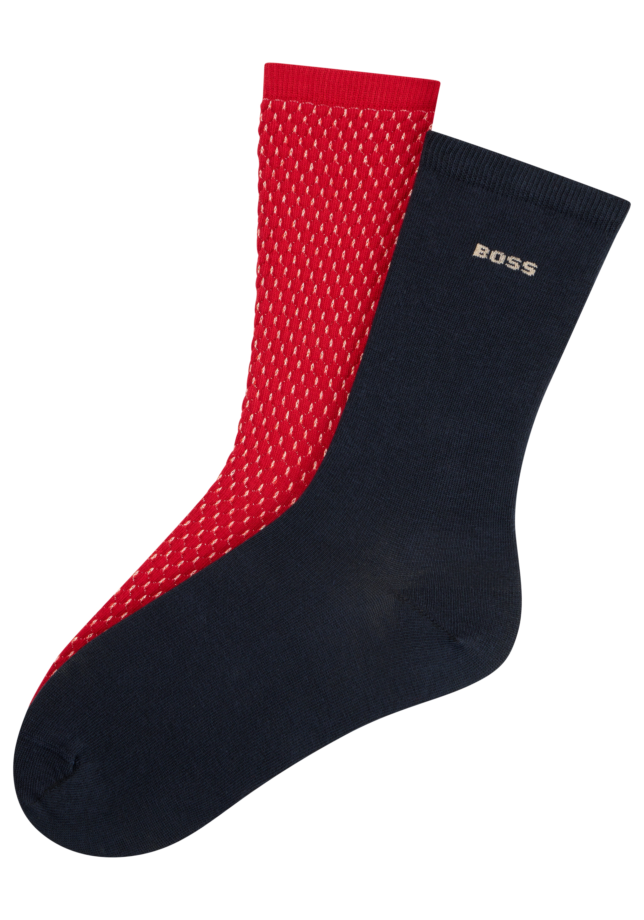 BOSS Businesssocken "2P RS ShineDiam CC W" Packung, 2 Paar tlg. mittelhoch