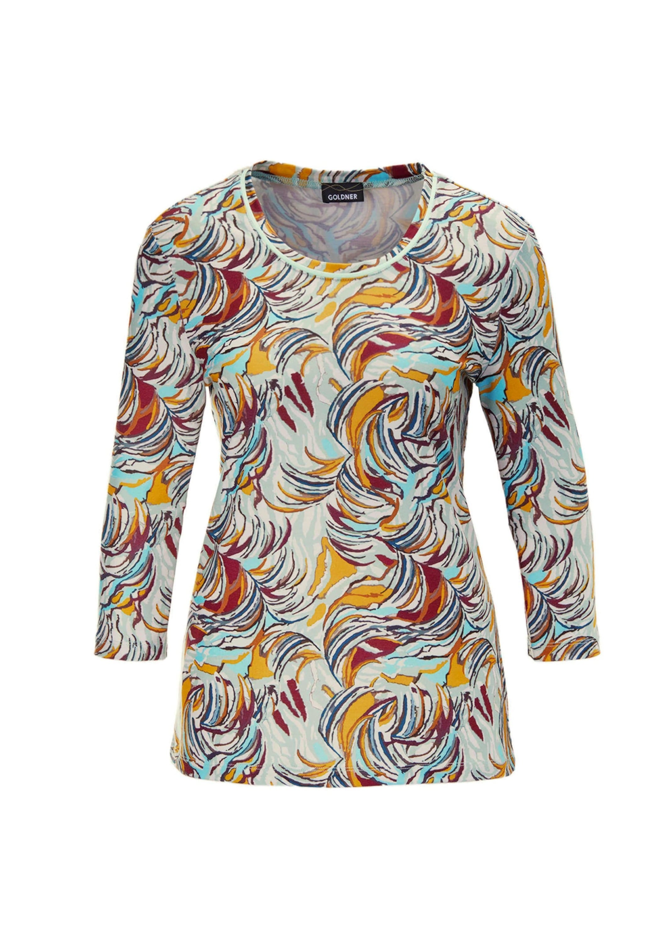 GOLDNER Print-Shirt "Druckshirt in kraftvollen Farben" Kontrastpaspel am Ausschnitt