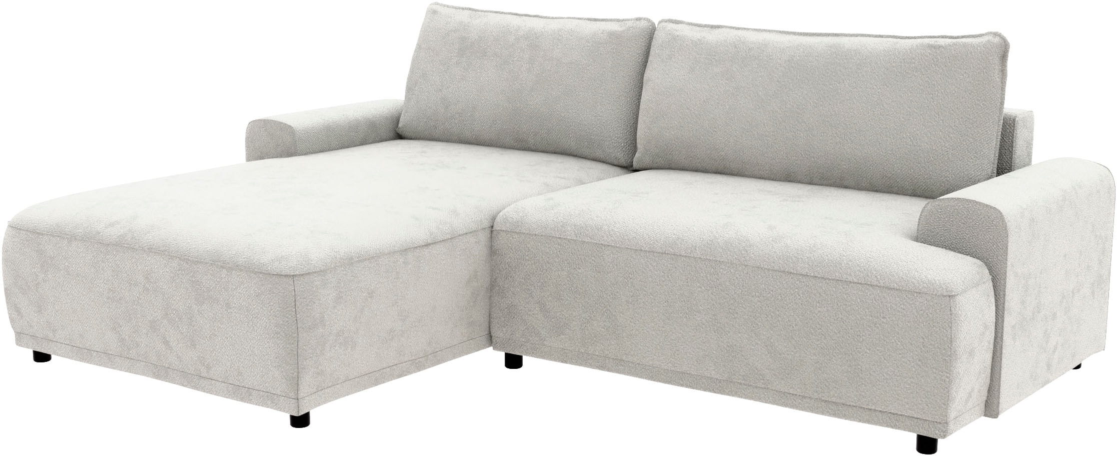 TRENDMANUFAKTUR Ecksofa »Fordon, Schlafsofa mit Bettkasten, Couch in L-Form, Breite 250 cm«, in Struktur fein LEO, haustierfreundlich, wollweiß, Recamiere links