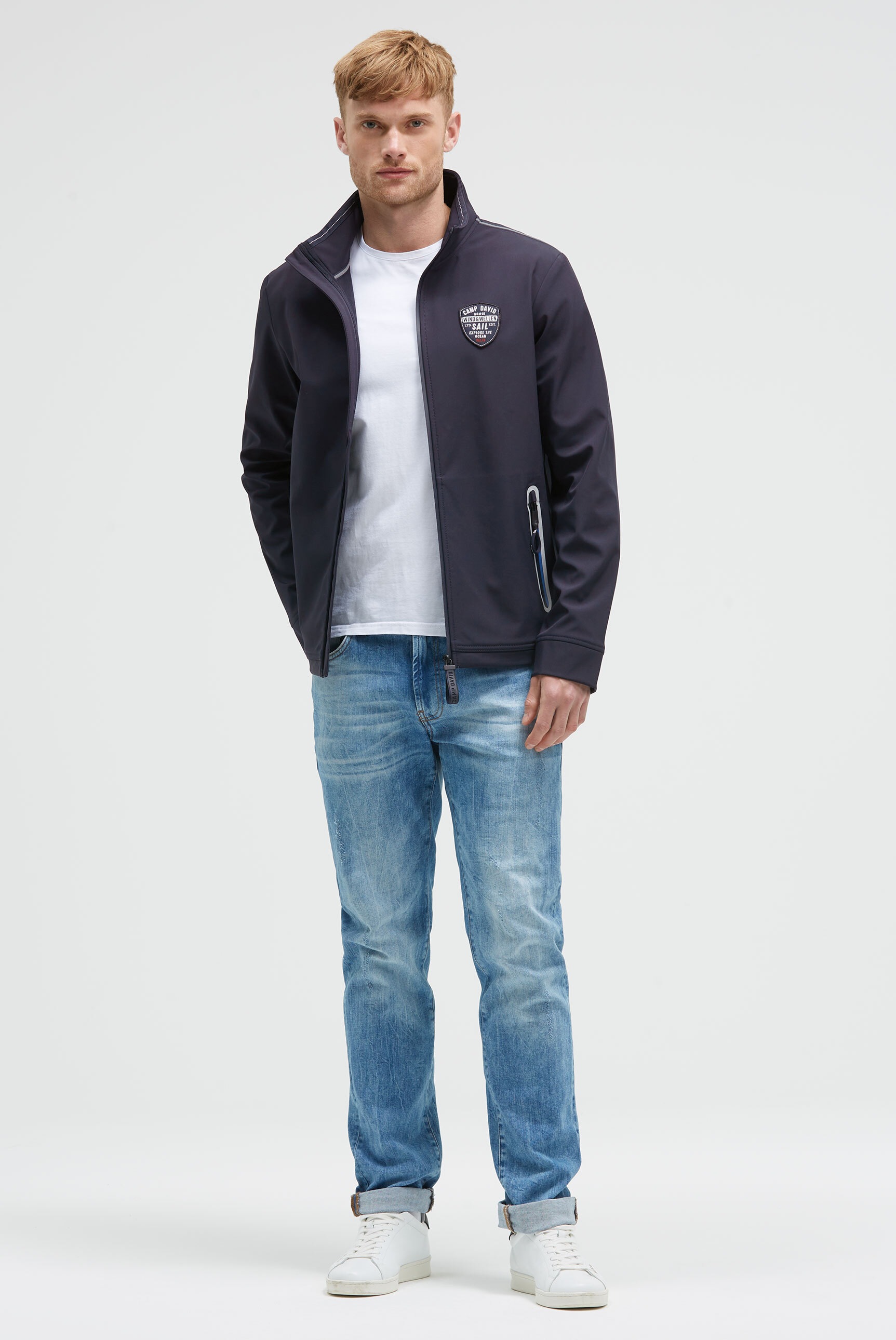 CAMP DAVID Softshelljacke ohne Kapuze mit verstellbarem Gummizug im Saum