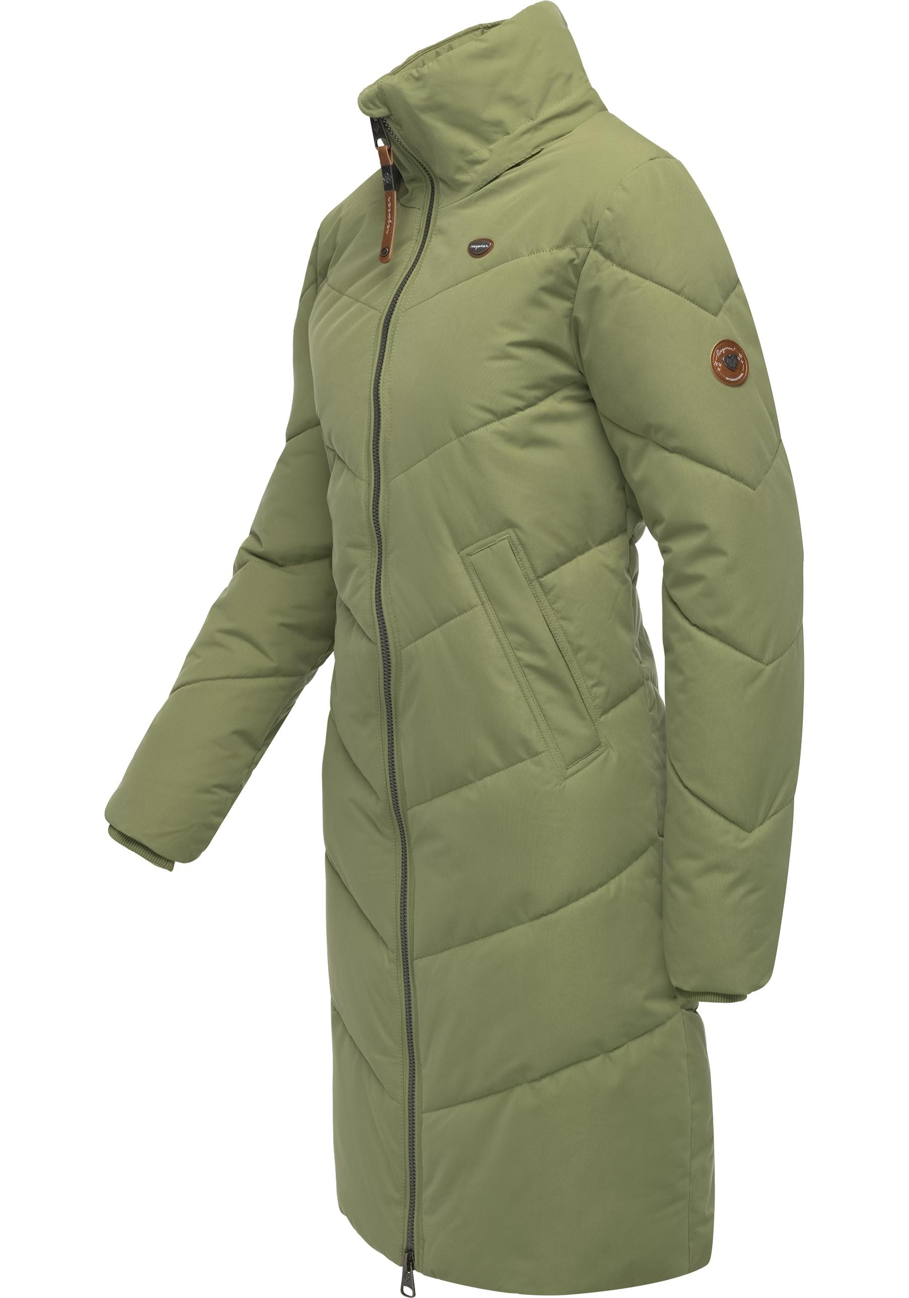 Wintermantel RAGWEAR "Rebelka", Damen, Gr. XS (34), grasgrün, Außenmaterial: 100% Polyester; Innenfutter: 100% Polyester; Wattierung: 100% Polyester, oversize knieumspielend, Ärmel ohne Ärmelschlitz Rippstrickbündchen, Mäntel Wintermantel, wasserdichter W 3