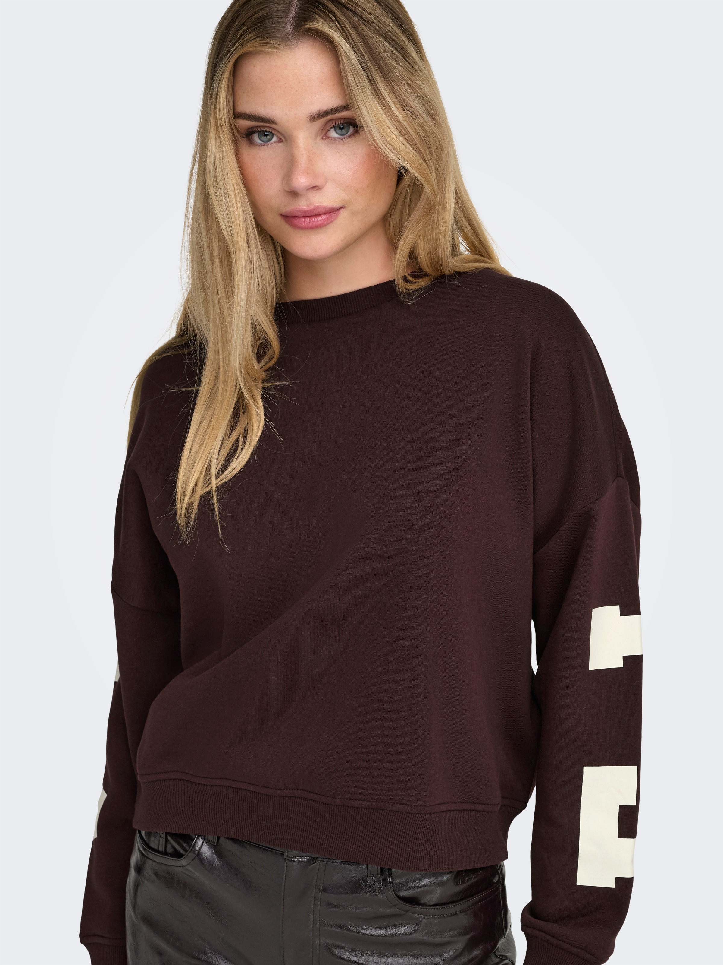 Only Sweatshirt "Onlsweat L/S Back/Sleeve Print Swt Noos", Baumwollmischung, Loose Fit