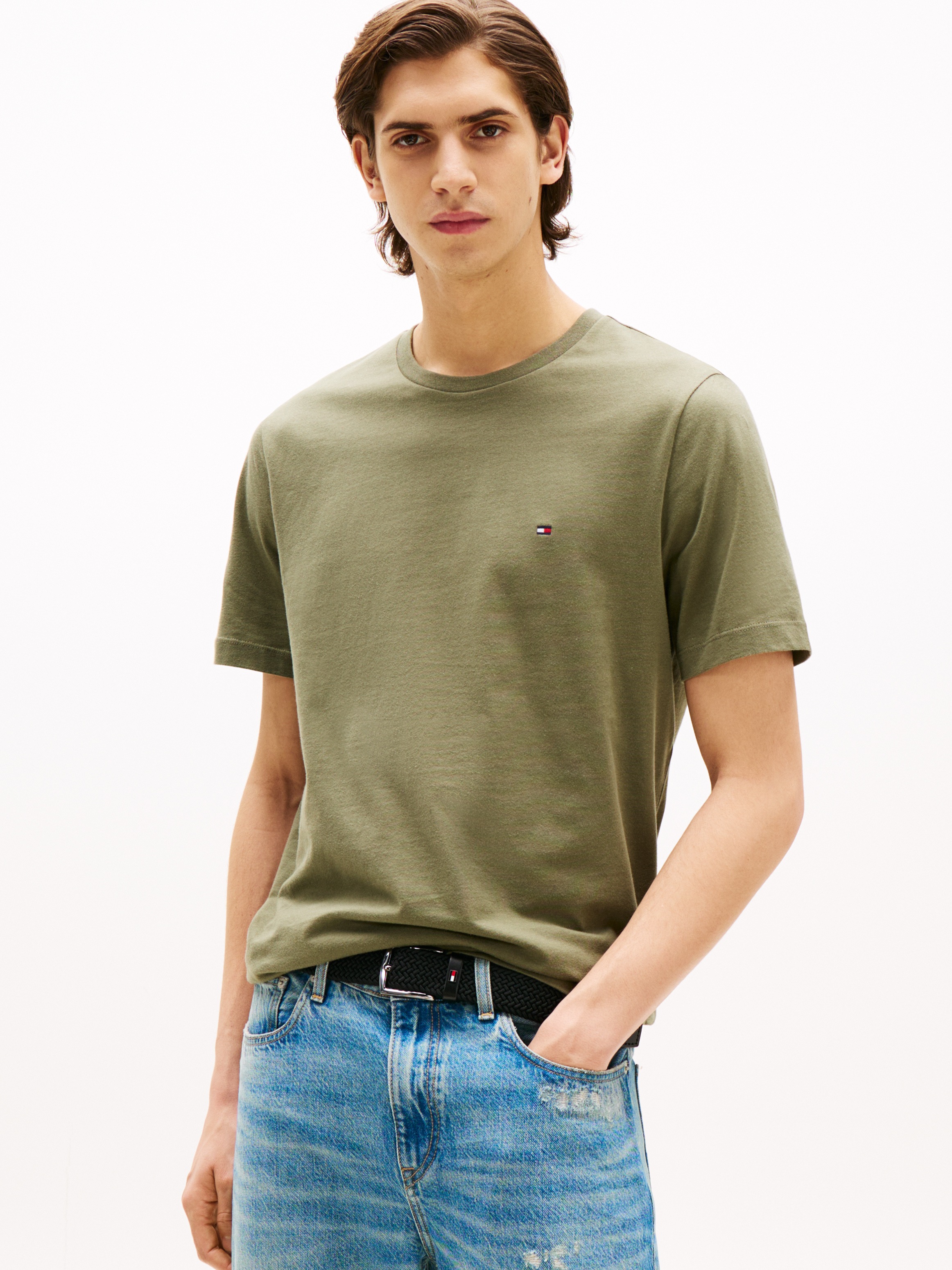 Tommy Hilfiger T-Shirt "ESSENTIAL REGULAR FIT SOLID mit Stickerei" unifarbe günstig online kaufen