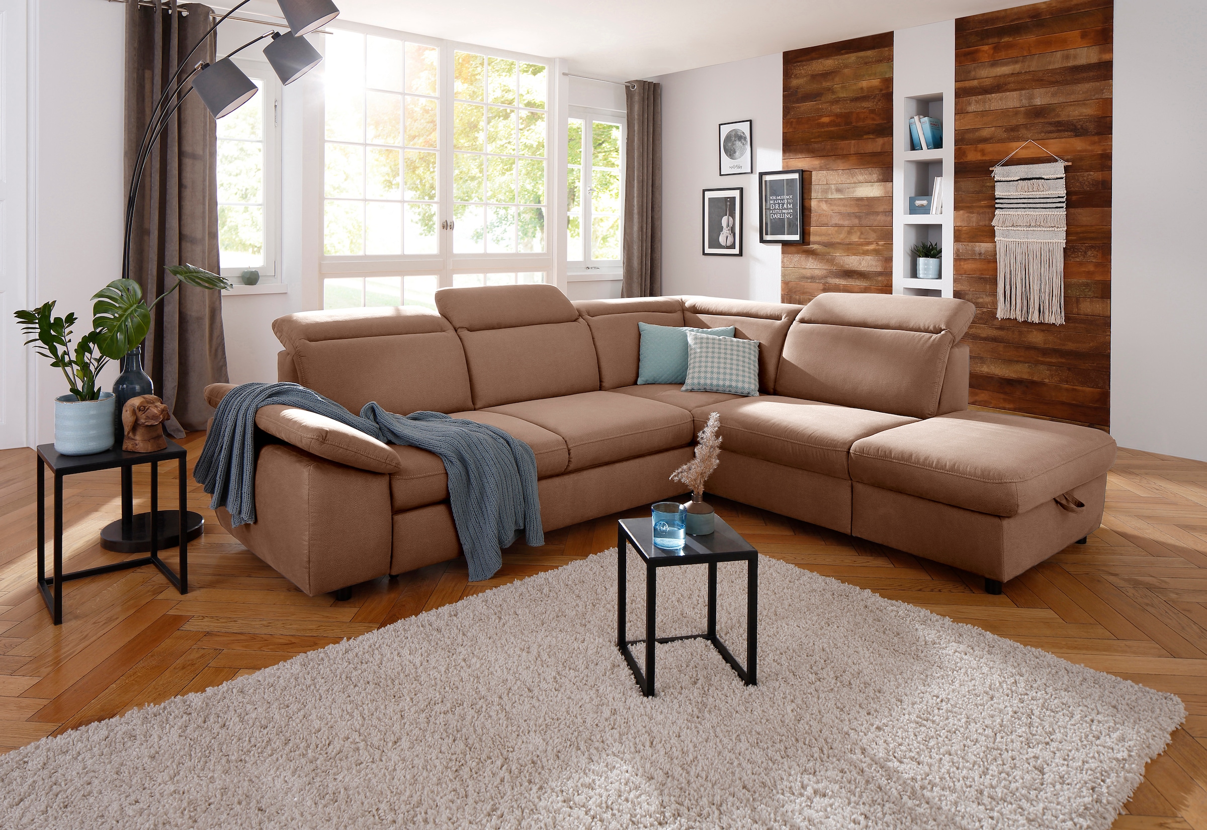 OTTO home Ecksofa "Mauritius L-Form" mit Ottomane, mit Kopfteil- und Armlehnverstellung