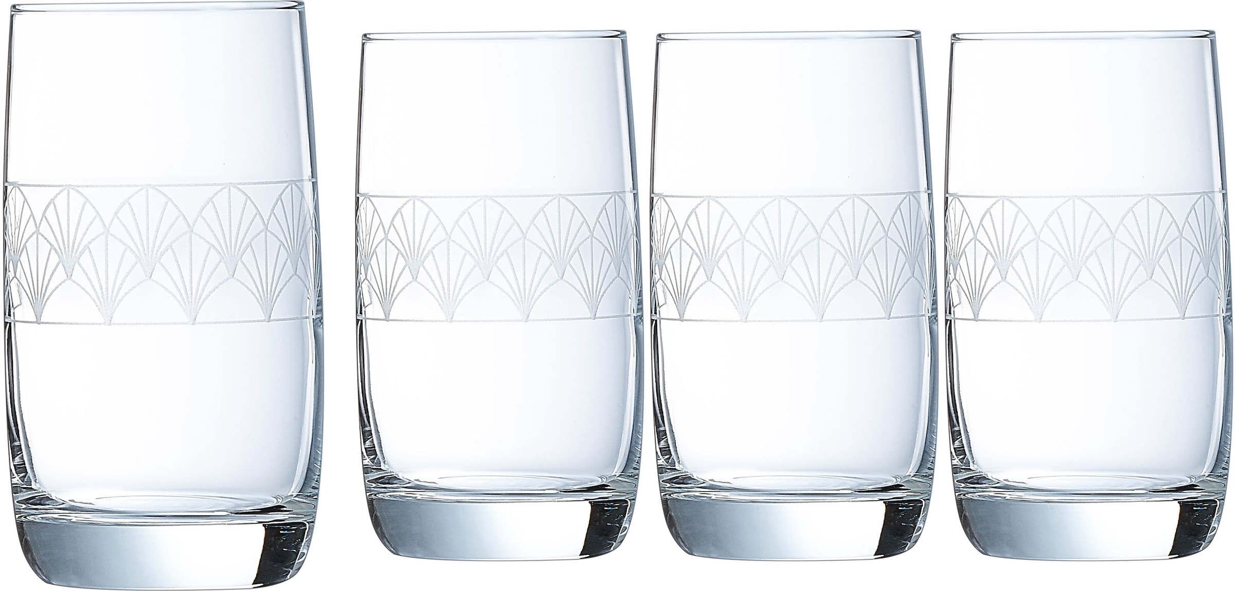 Luminarc Longdrinkglas "Trinkglas Paradisio", (Set, 4 tlg.), Gläser Set, Wasserglas mit Pantographie-Optik, 4-tlg., Made