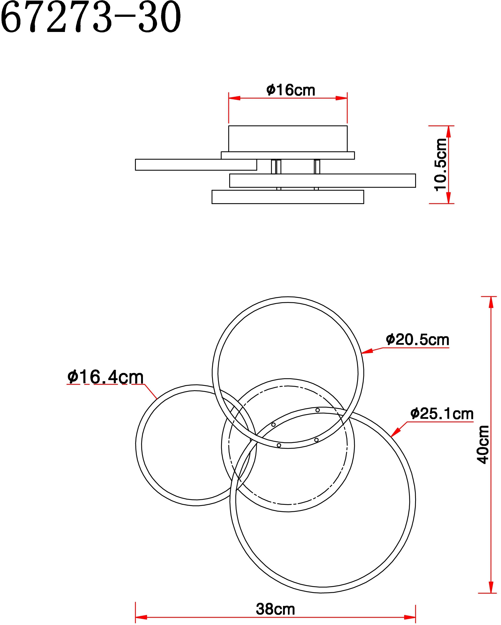 GLOBO LIGHTING Deckenleuchte »SID« LED-Modul 1 Stk. Warmweiß Deckenleuchte Schwarz/Holzoptik, Opalglas, LED 30W, 3000K