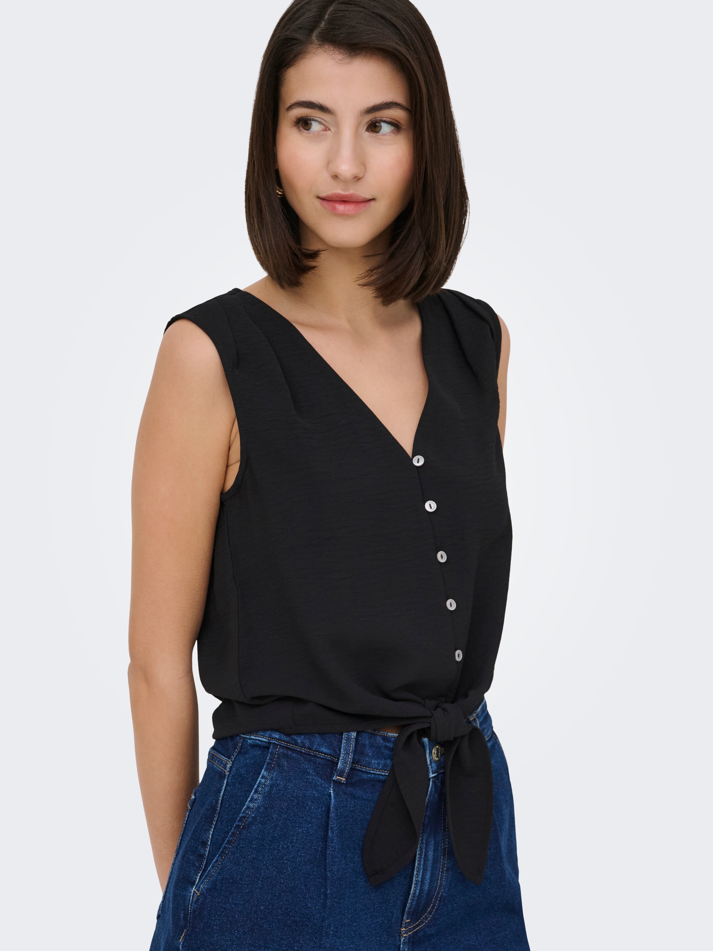 Jdy Shirttop "Jdyviolet Life S/L Knot Top Wvn Noos" Polyester, Regular Fit