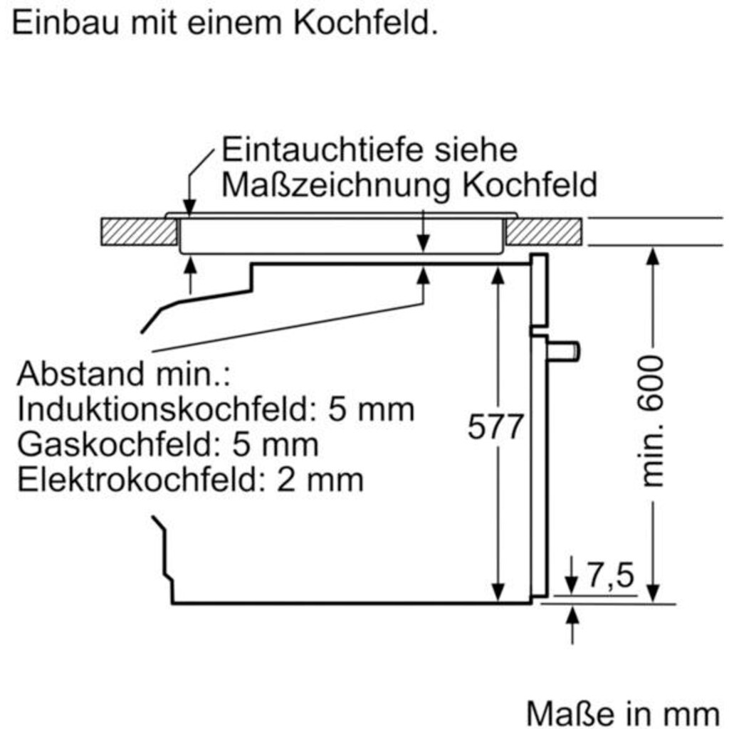 SIEMENS Einbaubackofen »HB634GBW1«, HB634GBW1, mit Teleskopauszug nachrüstbar, ecoClean