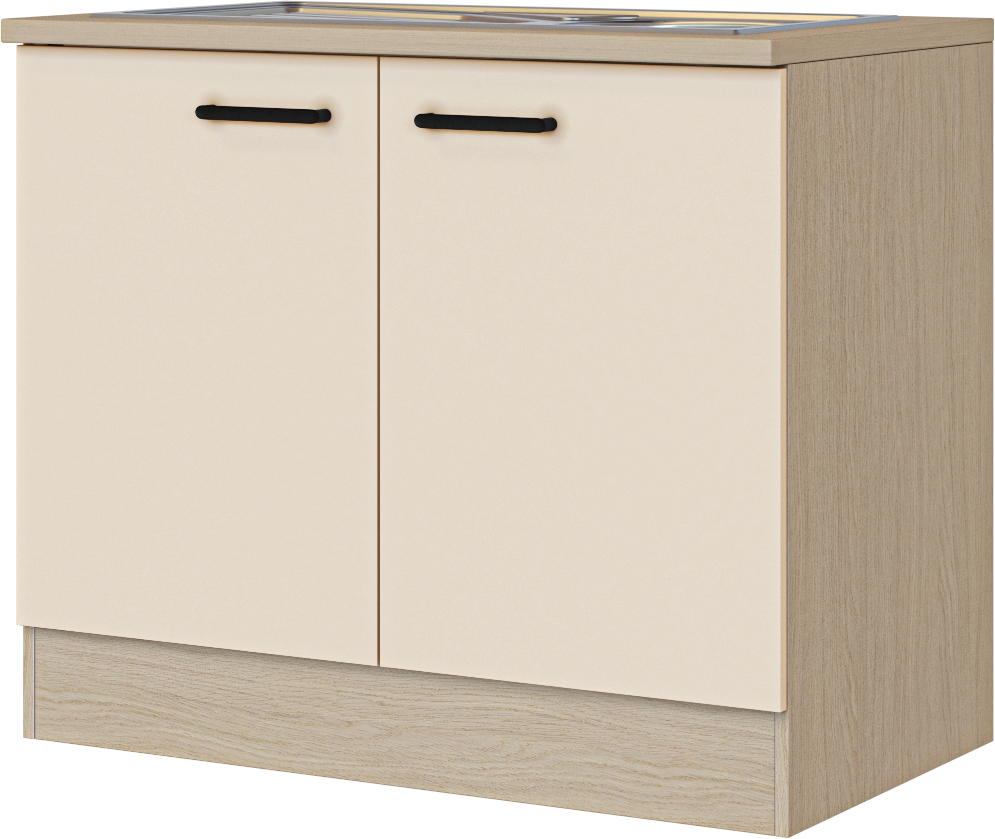 Flex-Well "Creso" 2 Stk. tlg. mit Einlegeboden, Arbeitsplatte und Edelstahlspüle