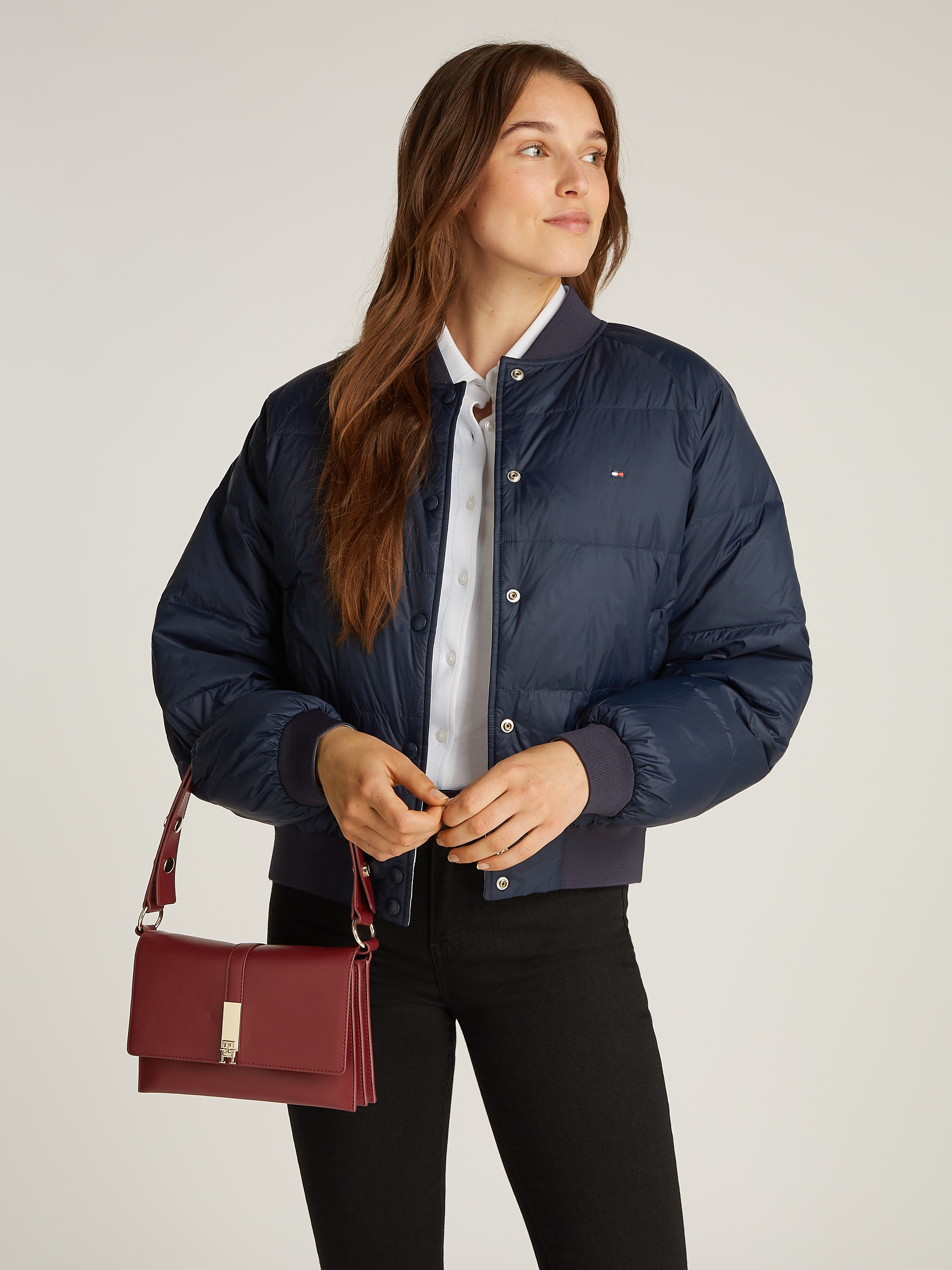 Tommy Hilfiger Schultertasche »TH HERITAGE SHOULDER BAG«, Damen Abendtasche, Clutch, Mini Bag, Handtasche, goldfarbene Details