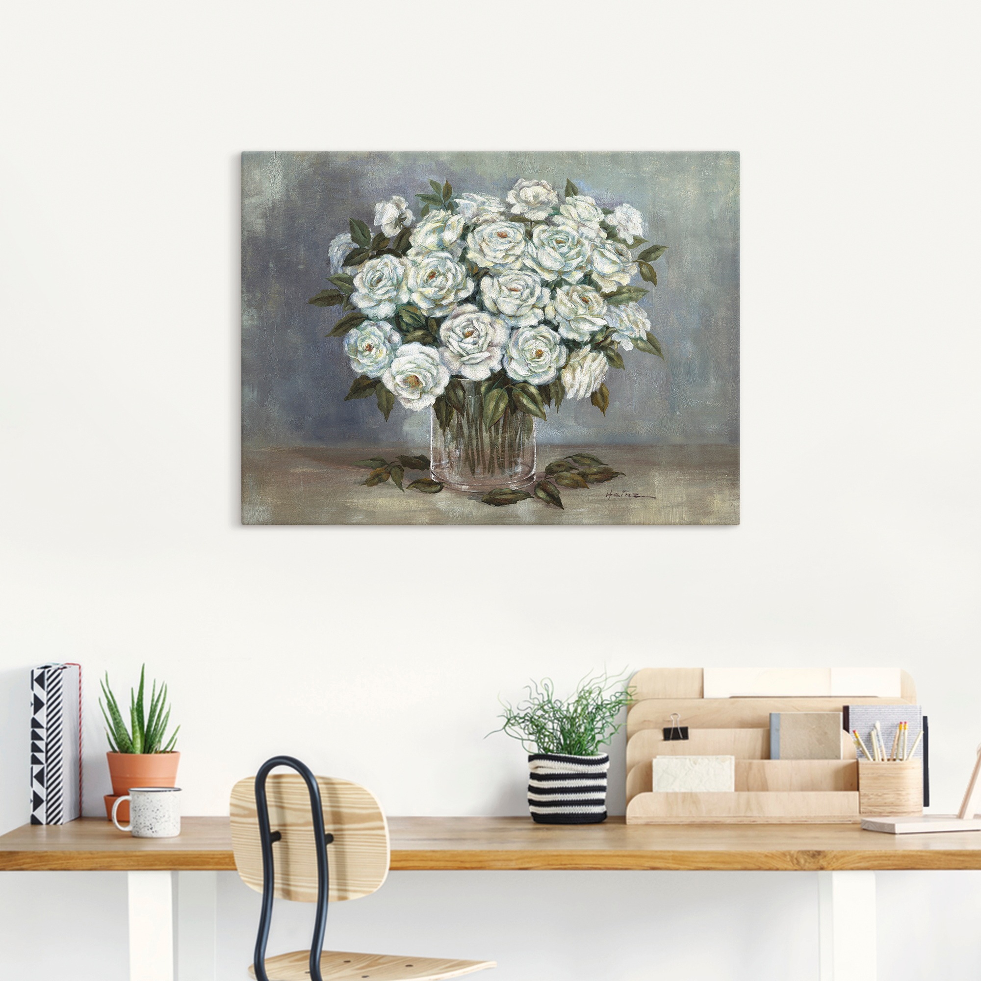 Artland Wandbild »Weiße Rosen«, Blumen, (1 St.), als Leinwandbild, Poster in verschied. Größen