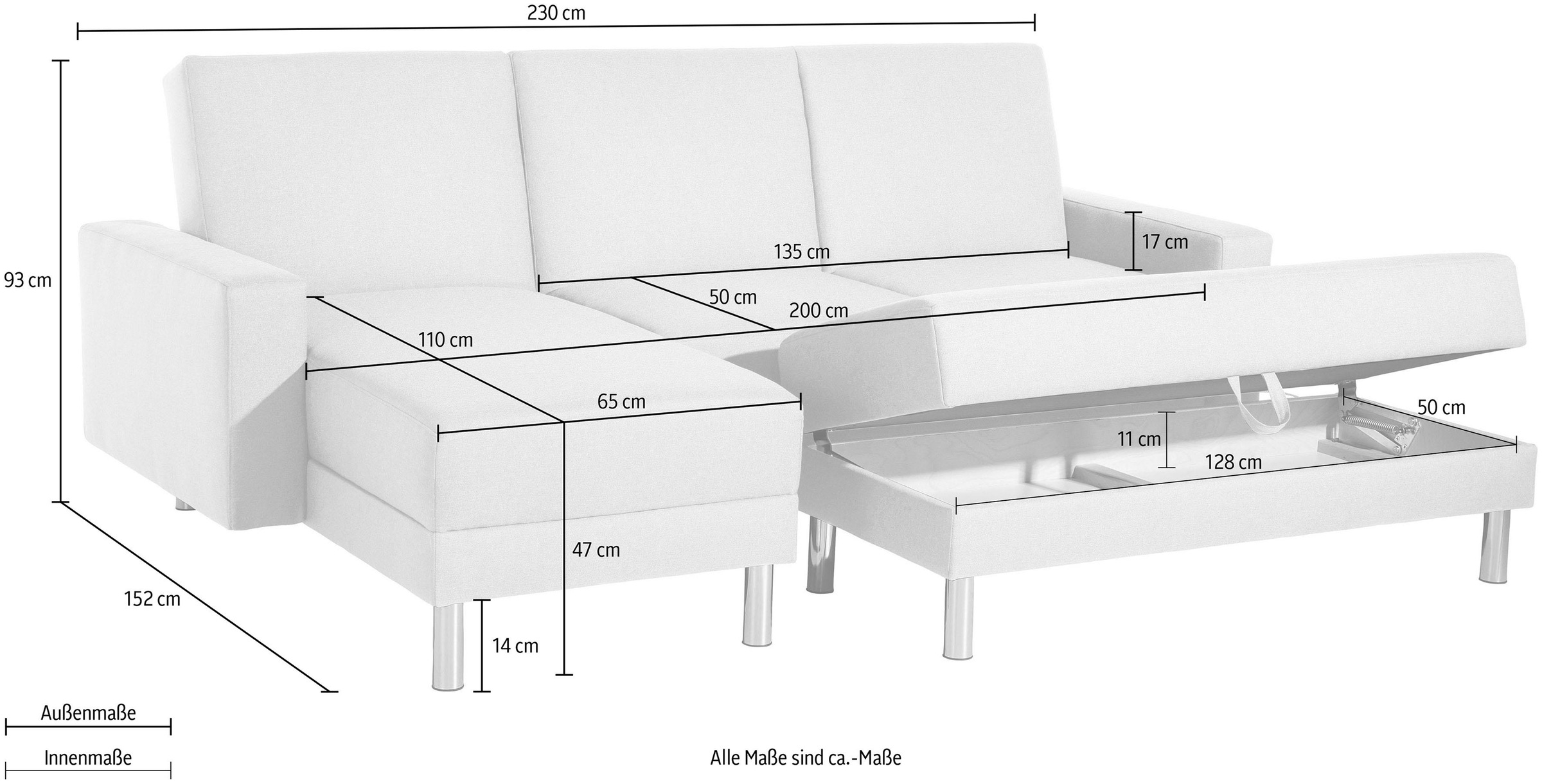 Max Winzer® Schlafsofa »Just Fresh«, mit Rückenverstellung, inklusive Stauraumhocker