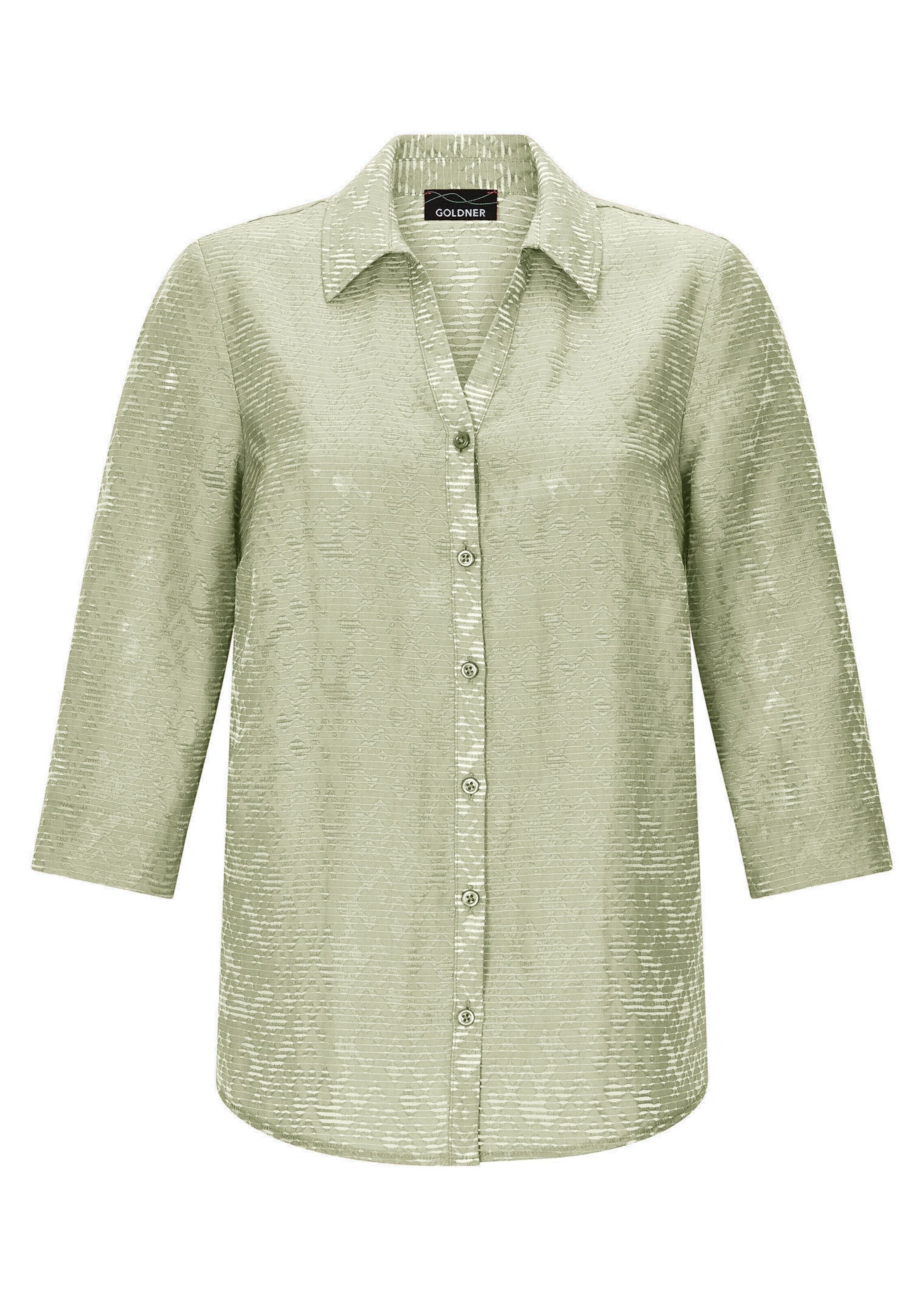 GOLDNER Hemdbluse "Kurzgröße Viskosebluse mit filigranem Muster" Ausbrenner günstig online kaufen