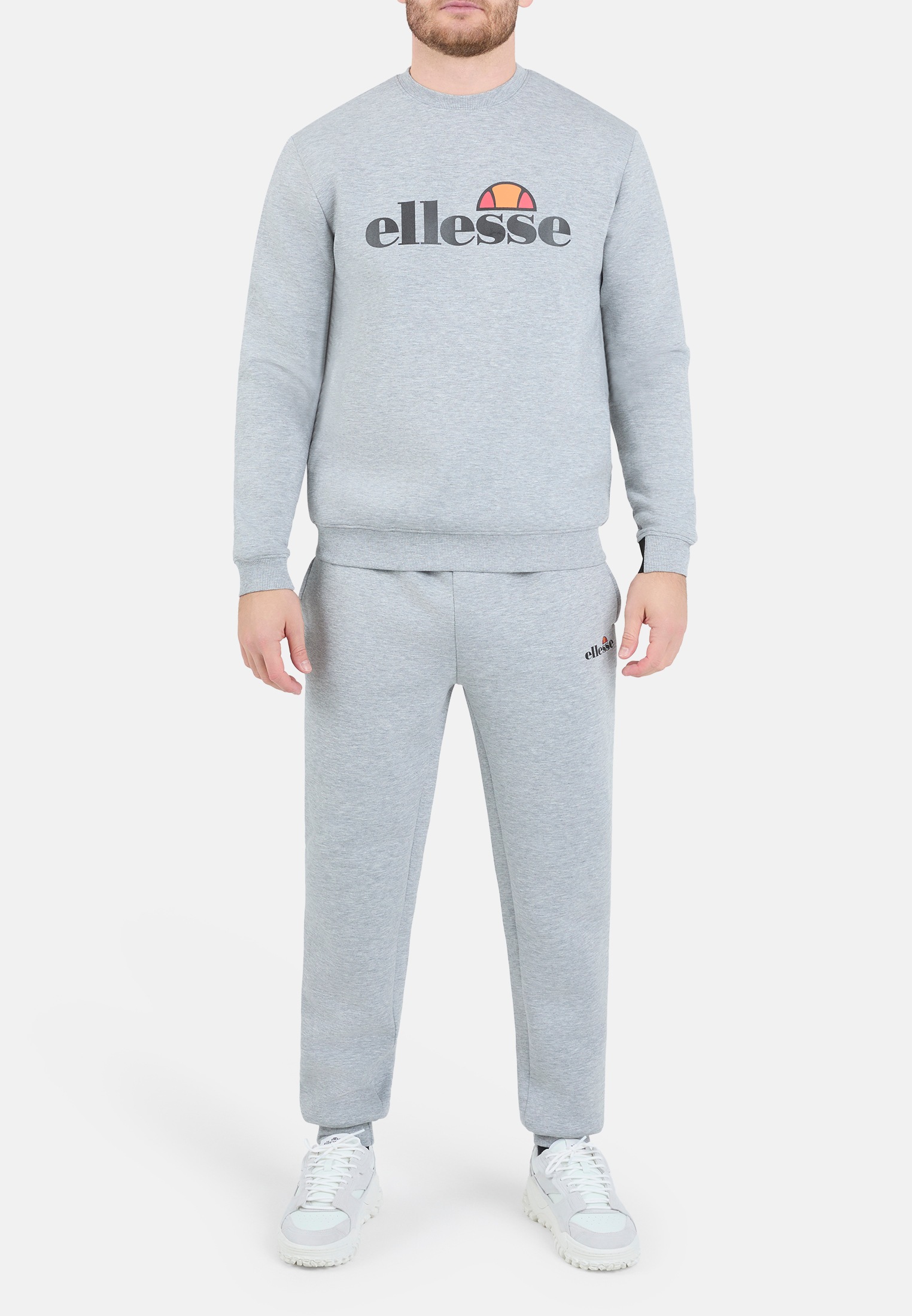 Sweatshirt ELLESSE "CORVARO SWEATSHIRT", Herren, Gr. L, light grau m, Obermaterial: 79% Polyester, 16% Viskose, 5% Elasthan, Sweatshirts Sweatshirt 3