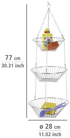 WENKO Hängeaufbewahrung »Trio«, 3 Ablagekörbe, für Obst, Gemüse, Küchenutensilien, Küchenampel