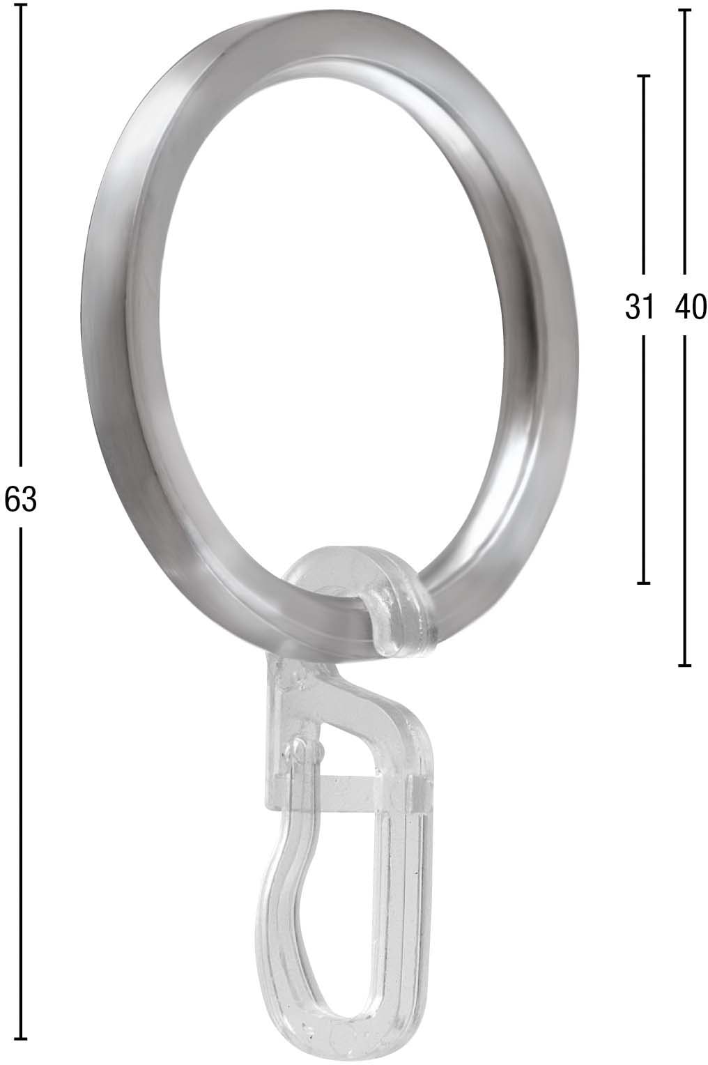 GARESA Gardinenring »Ring mit Haken« für Durchmesser bis 20mm, Aluminium, einfache Montage
