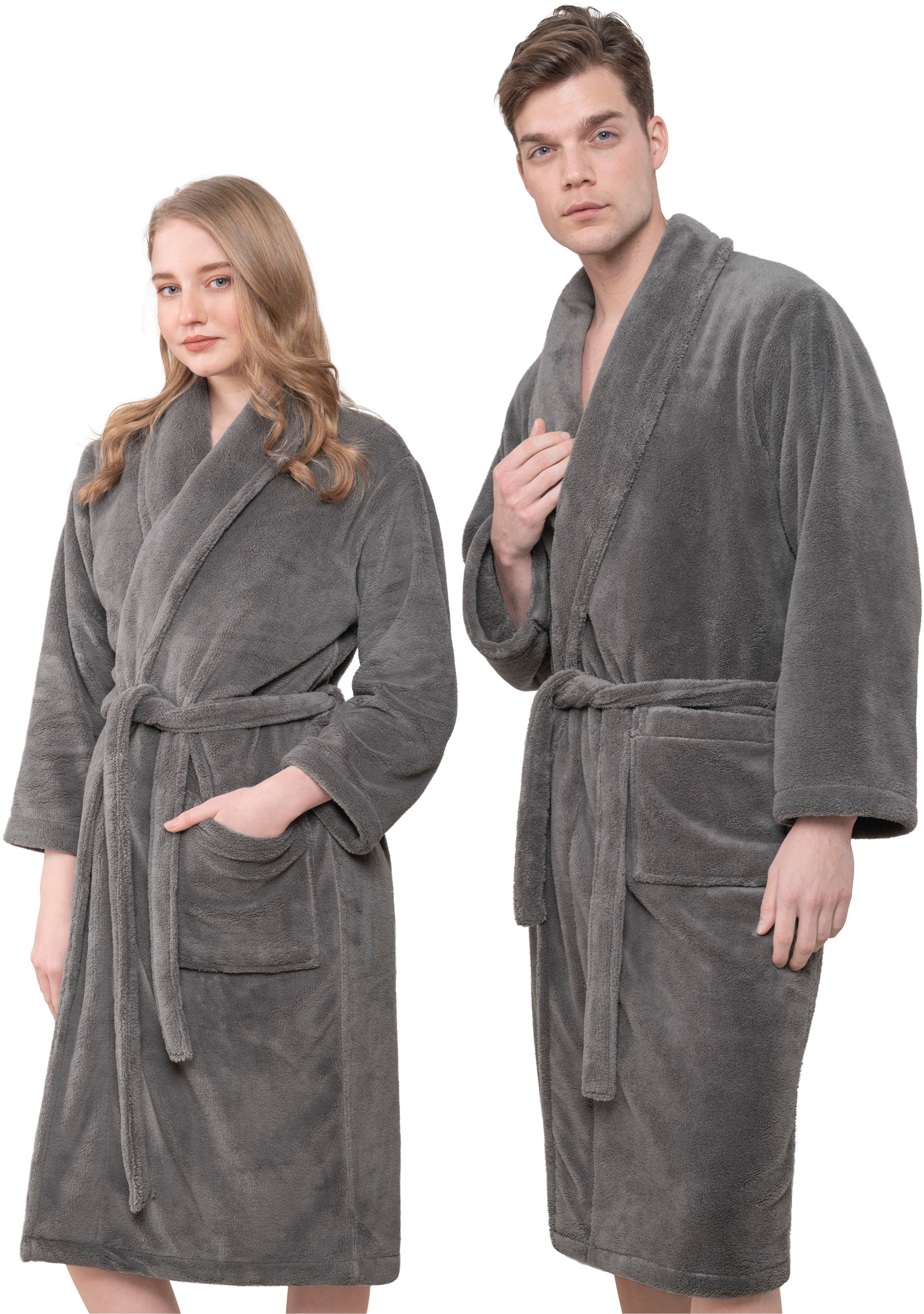 HAMMETEX "Bademantel unisex, ultraweicher & flauschiger Fleecemantel" Packung, ideal für Sauna & Spa, Hotelbademantel, Morgenmantel