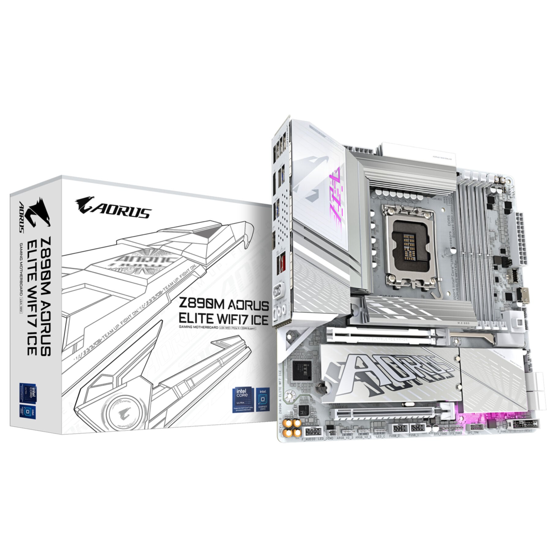 Gigabyte Mainboard »Z890M AORUS ELITE WIFI7 ICE Mainboard - Unterstützt Intel Core Ultra«