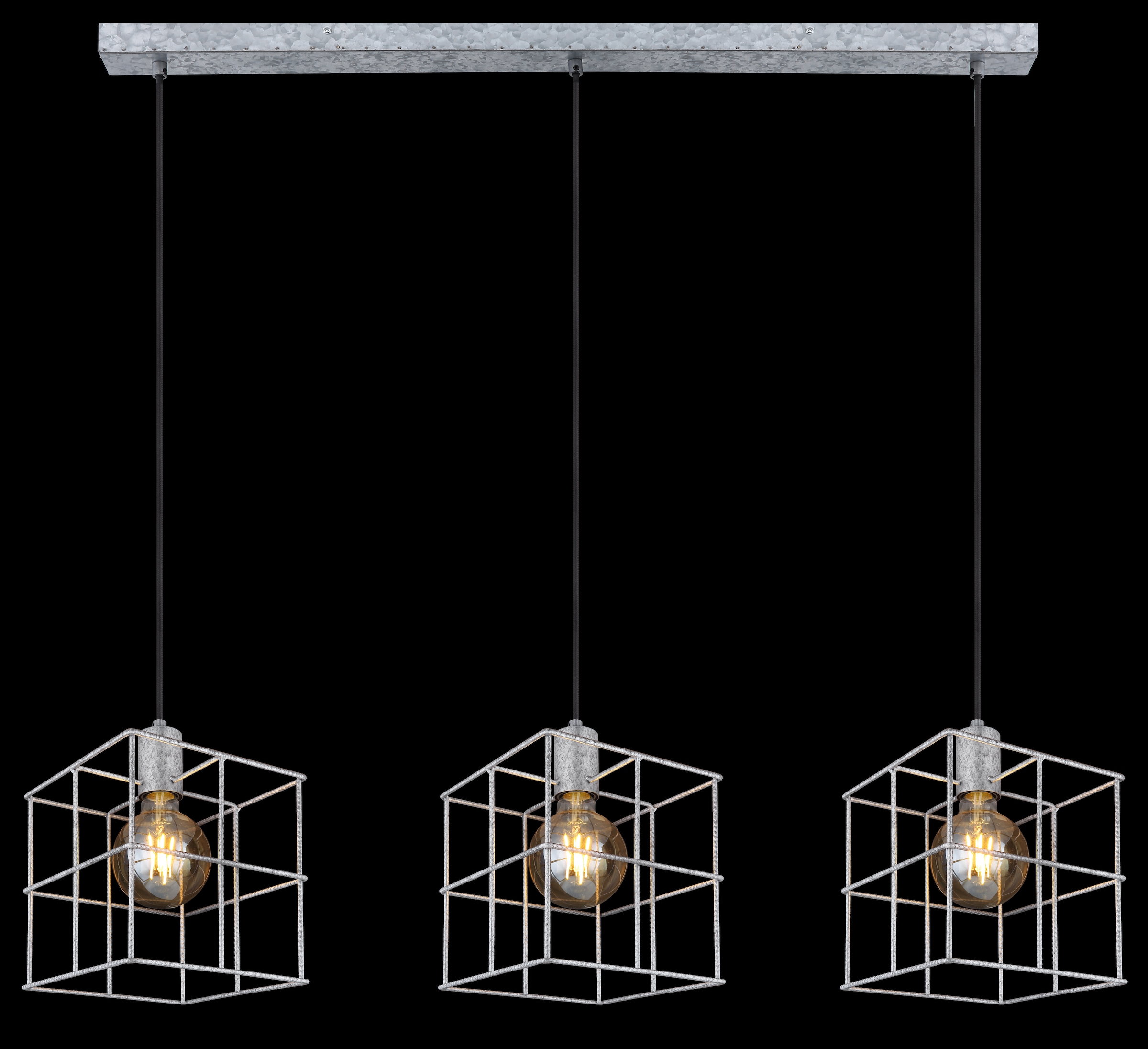 GLOBO LIGHTING Hängeleuchte »MERRIL« E27 1 Stk. Zinkfarbene Hängeleuchte mit Betonstahl-Käfigen, E27 3x60W