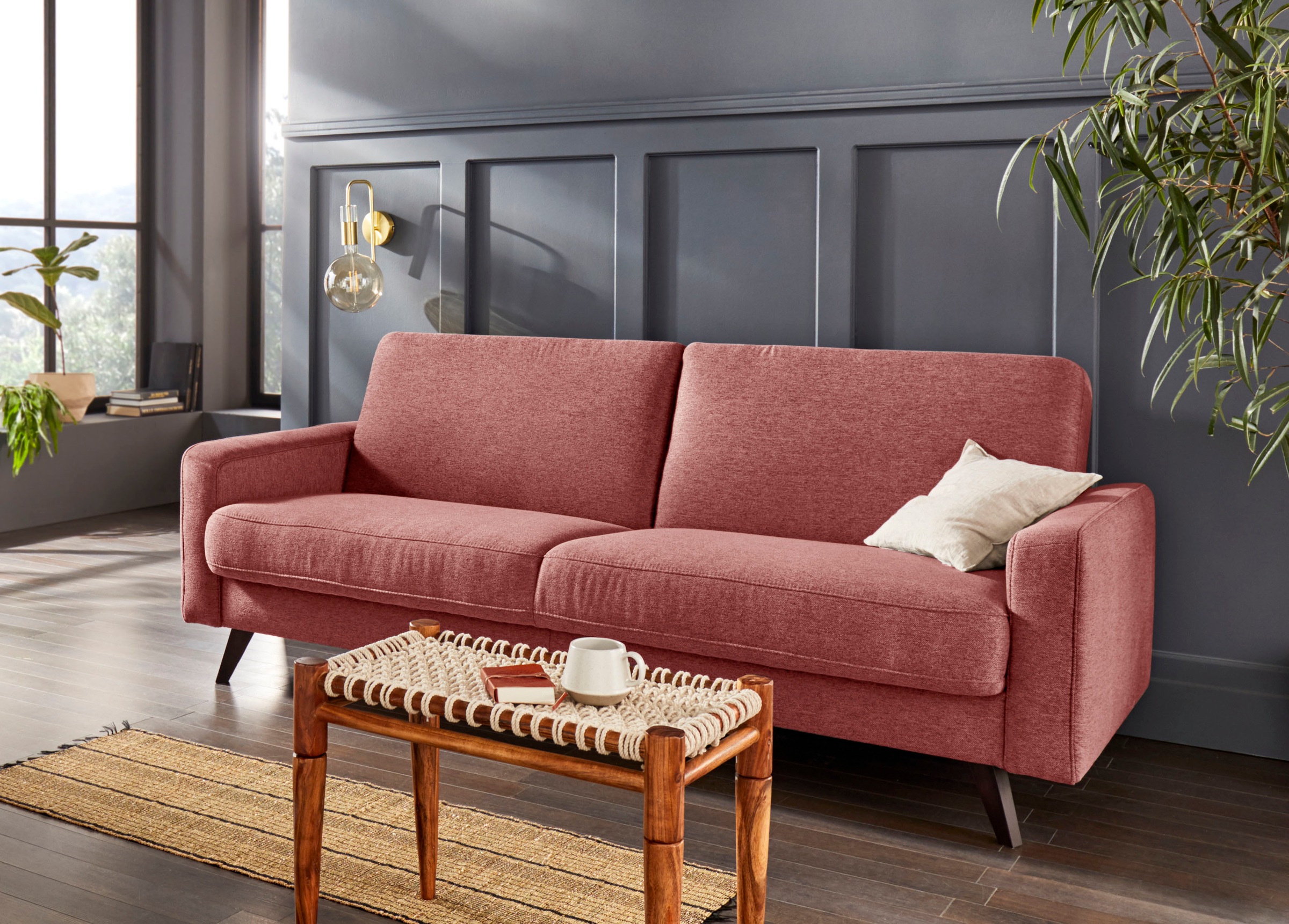 exxpo - sofa fashion 3-Sitzer »Samso, elegant und bequem, toller Sitzkomfort, Schlafsofa«, Kippcouch, inklusive Bettfunktion und Bettkasten, Komfortsitzhöhe 49cm