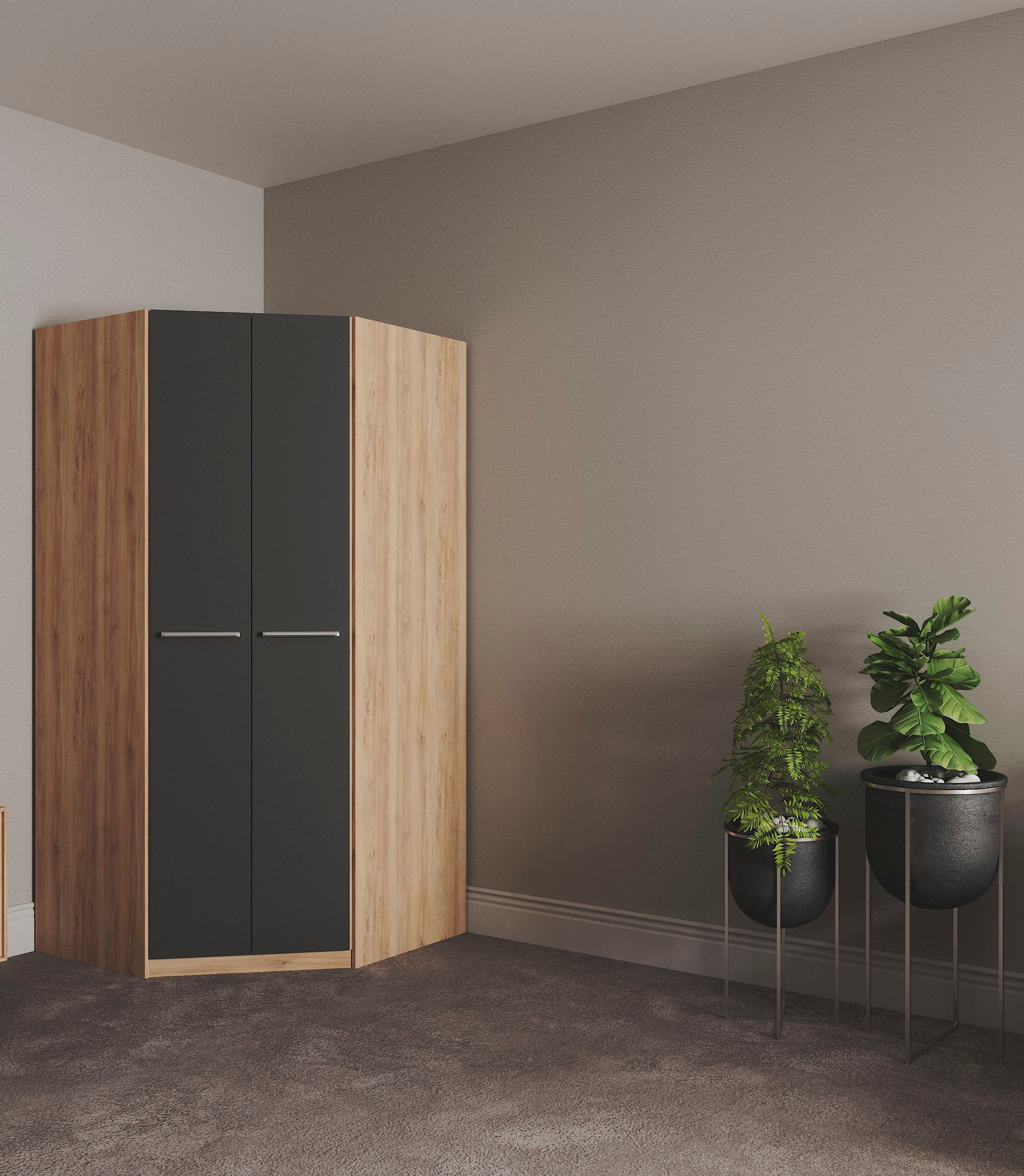 priess "Barcelona Kleiderschrank Ecklösung Raumwunder" in 2 Tiefen Schrank Eckschrank Garderobe