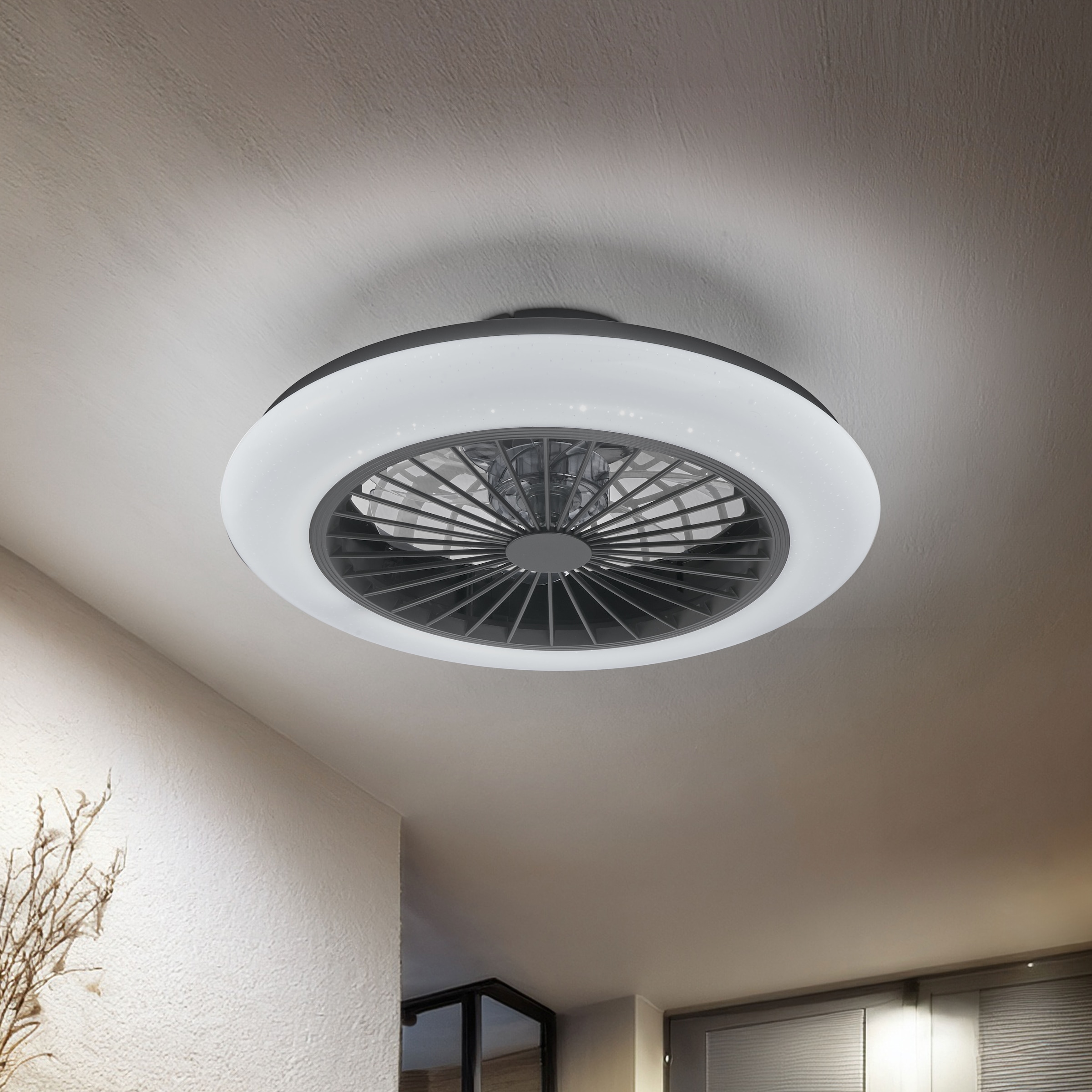 REALITY Leuchten LED Deckenleuchte »Stralsund Deckenventilator« LED-Board 1 Stk. warmweiß - kaltweiß Deckenlampe, Ventilator, Fernbedienung, Ventilator getrennt schaltbar
