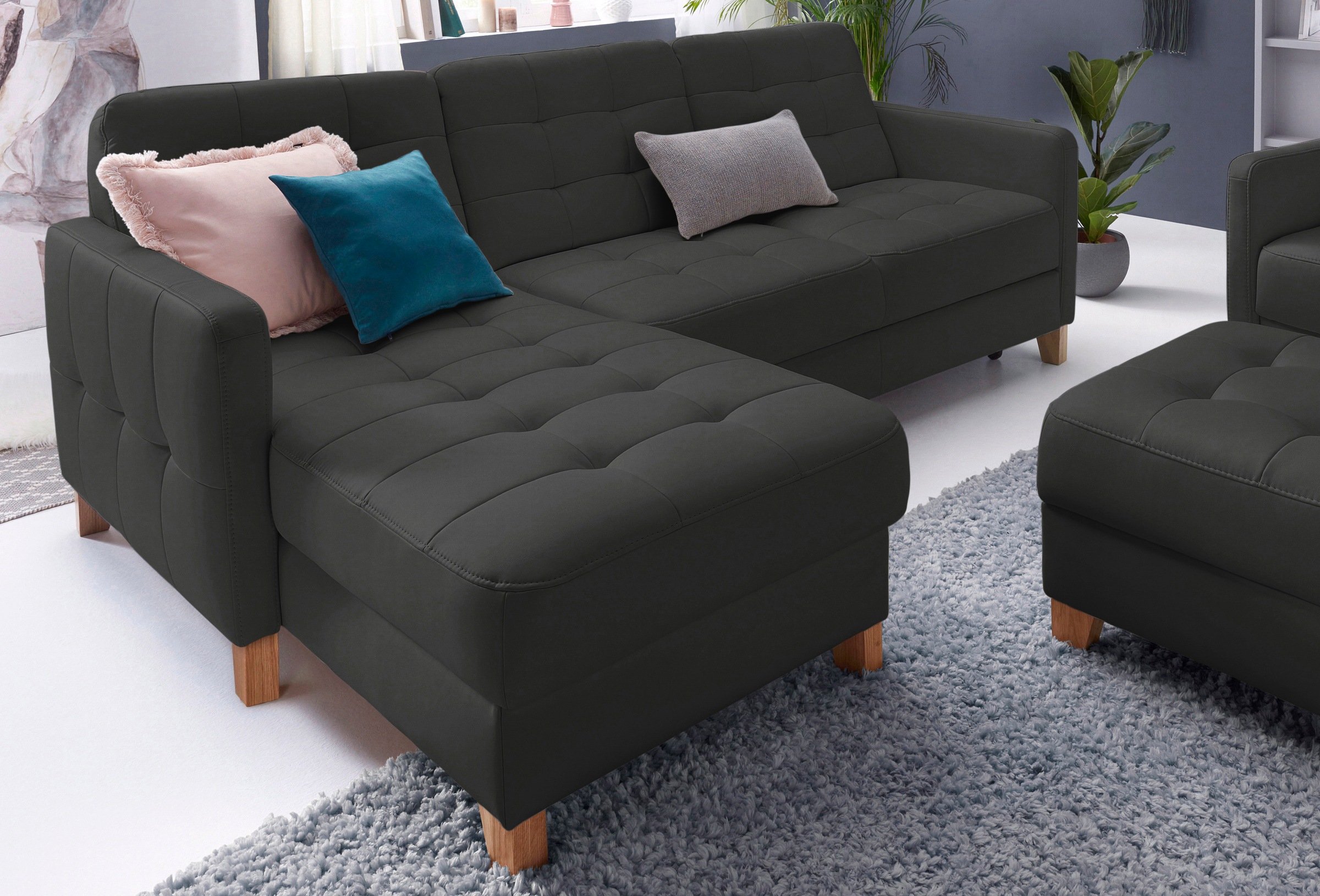exxpo - sofa fashion Ecksofa »Elio, kompakt und komfortabel, bequem und zeitloses Design, L-Form«, wahlweise mit Bettfunktion