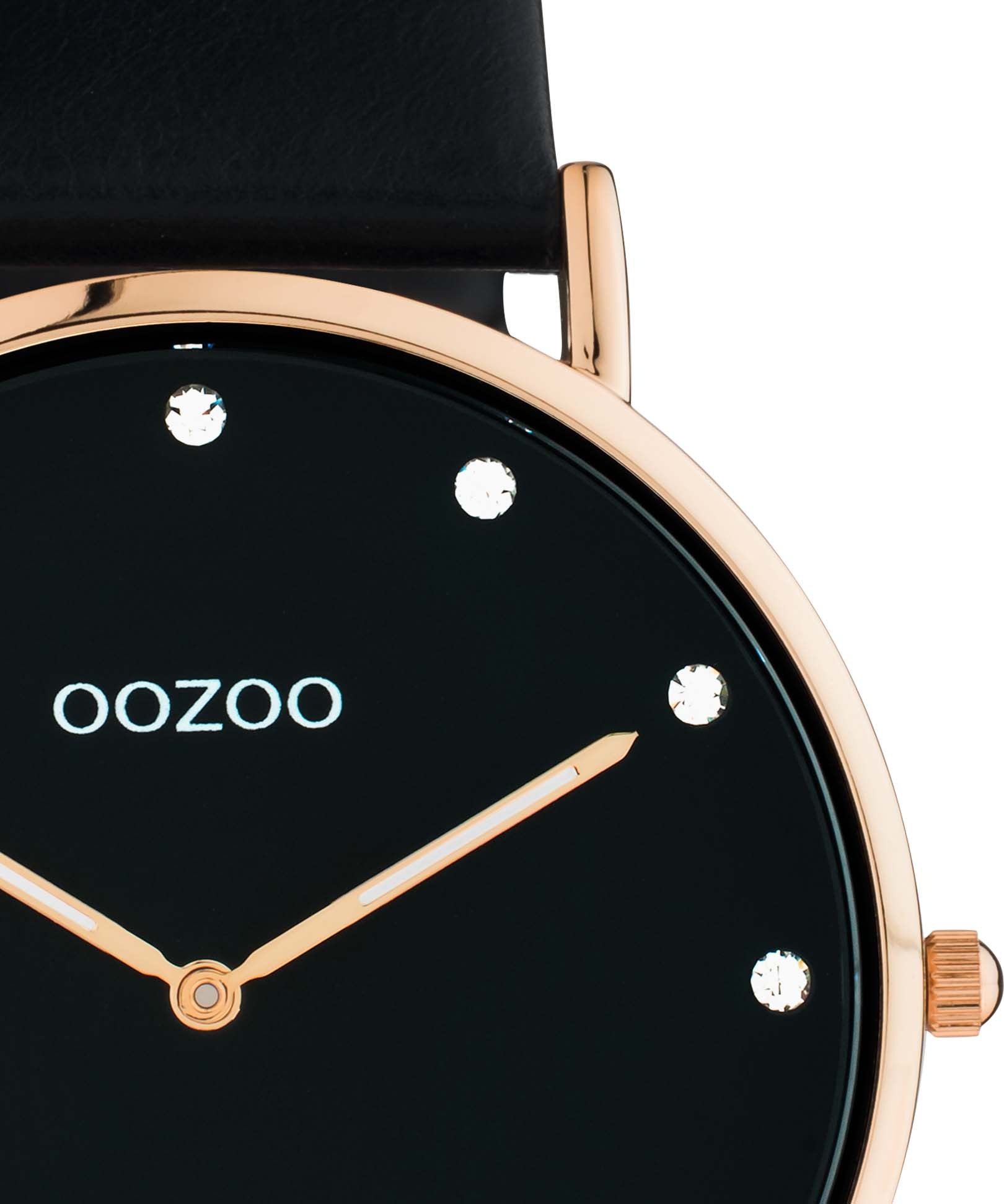OOZOO Quarzuhr, Armbanduhr, Damenuhr, Lederarmband, Zirkonia (synth.)