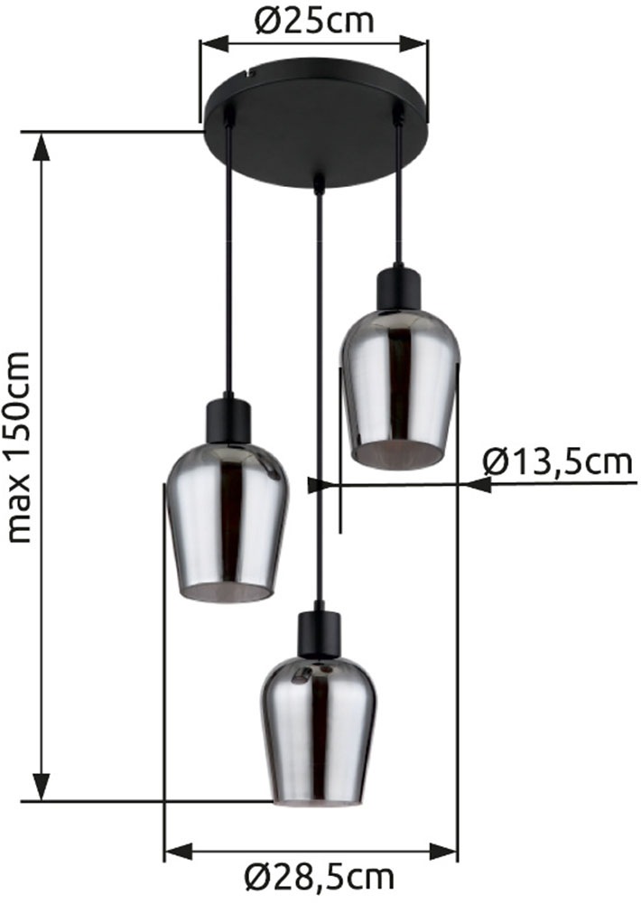 GLOBO LIGHTING Hängeleuchte »RYAN«, Leuchtmittel E27 | ohne Leuchtmittel, Hängelampe/Pendelleuchte/Esszimmer/Wohnzimmer/Esstisch