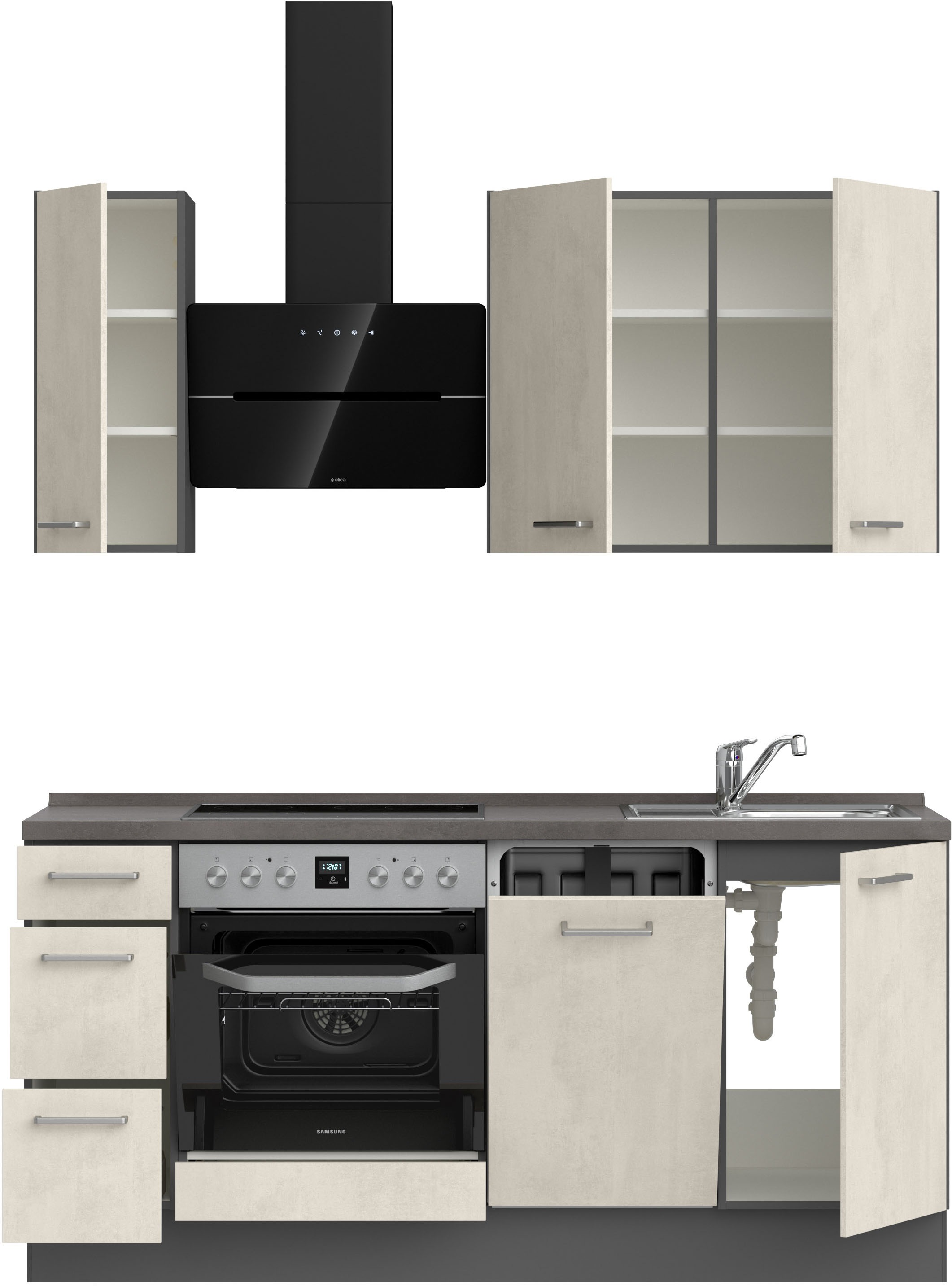 nobilia® Küchenzeile »"Riva II"«, vormontiert, Ausrichtung wählbar, Breite 180 cm, wahlw. mit E-Geräten