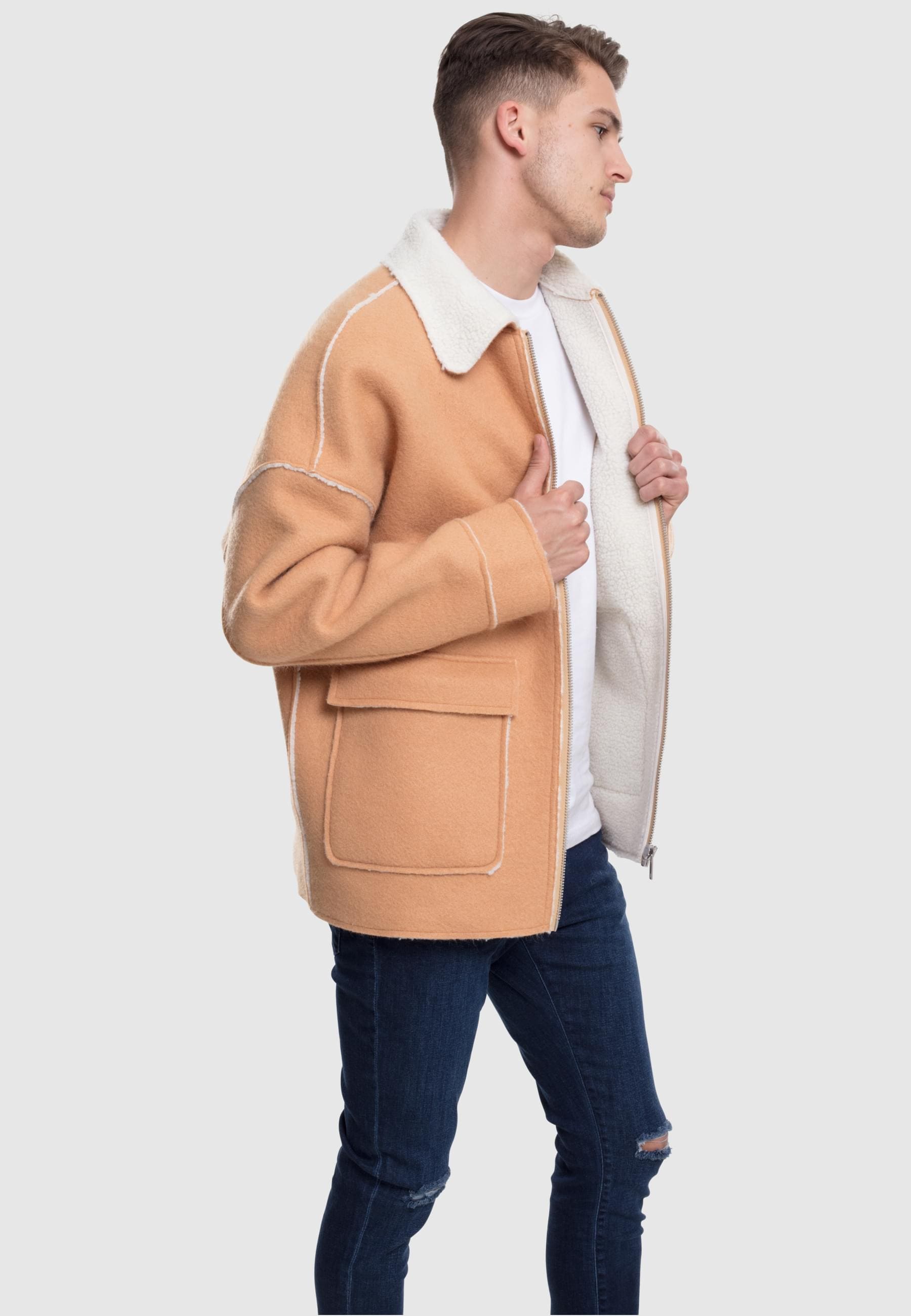 URBAN CLASSICS Winterjacke »Urban Classics Herren Bonded Oversized Sherpa Jacket«, (1 St.), ohne Kapuze