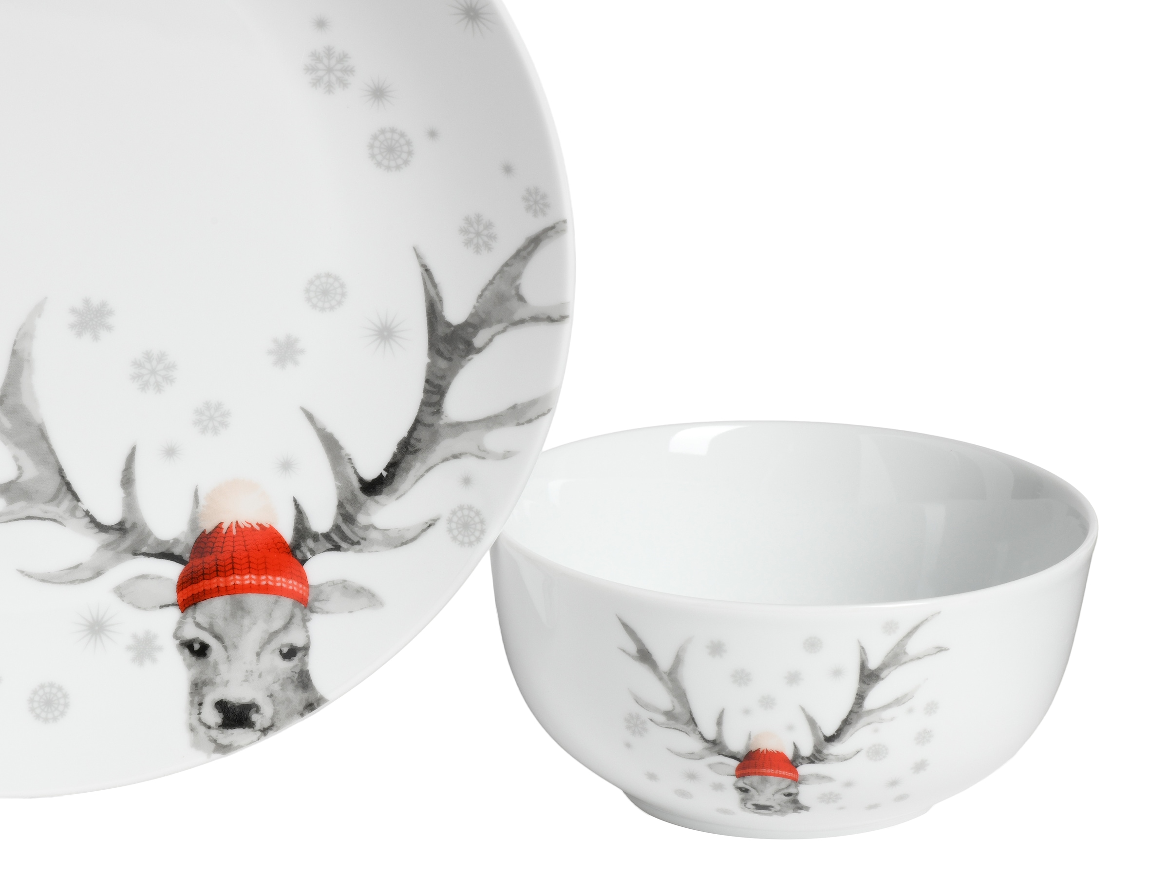 CreaTable Kombiservice »Luna Hirsch«, (Set, 16 tlg.), winterliches Hirsch-Motiv