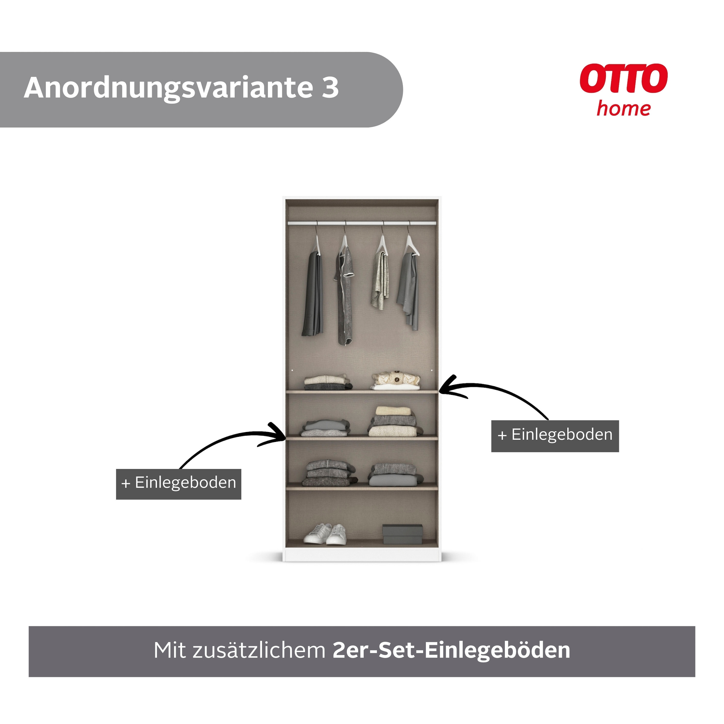 OTTO home Kleiderschrank »Mehrzweckschrank Aktenschrank Möbel Mietswohnung Garderobe AGORDO« durchdachte Innenausstattung kleine und große Räume MADE IN GERMANY