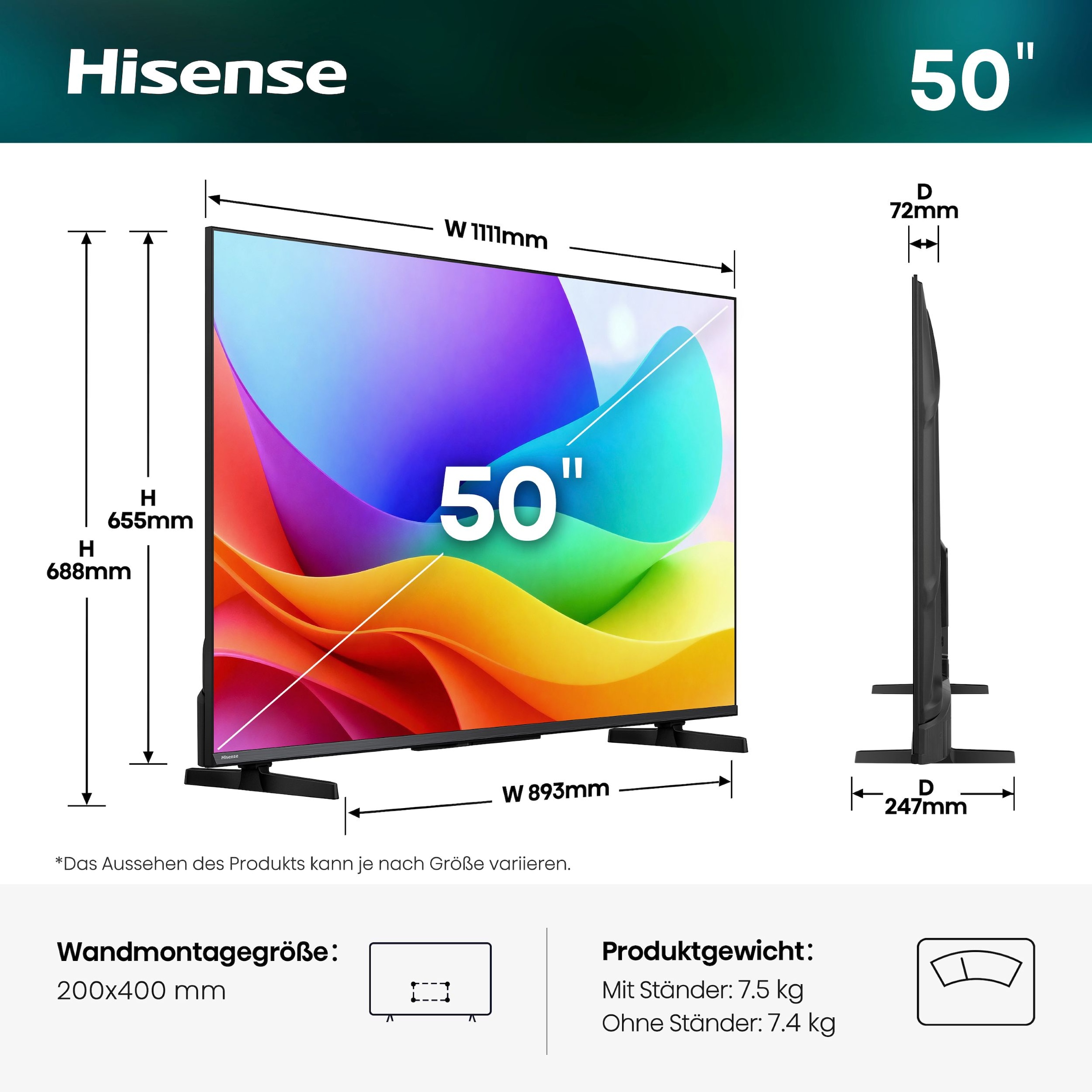 Hisense QLED-Fernseher »50A5DS« 126 cm/50 ″ Full HD Smart-TV