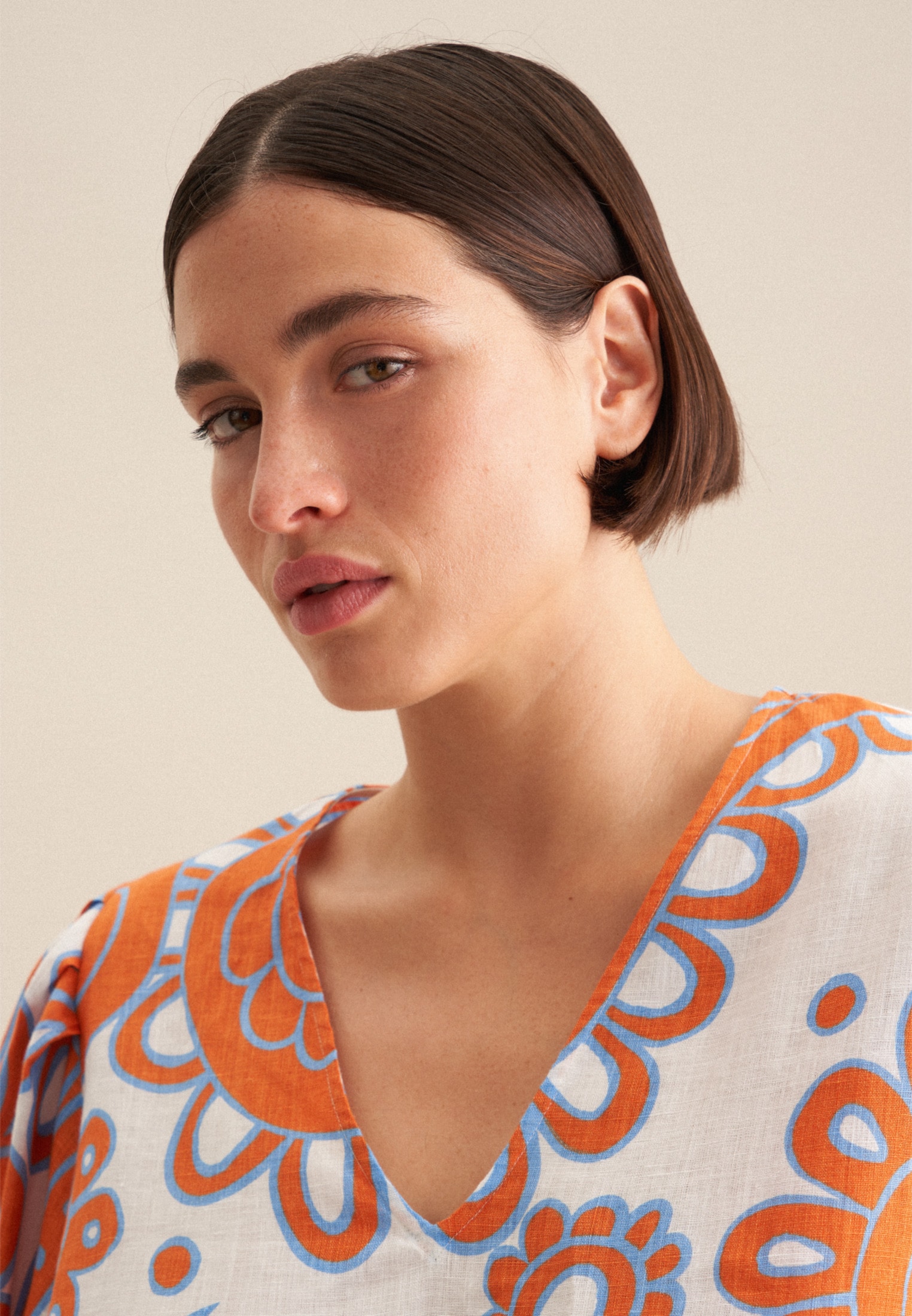 seidensticker Shirtbluse »Schwarze Rose«, 3/4-Arm V-Neck Paisley