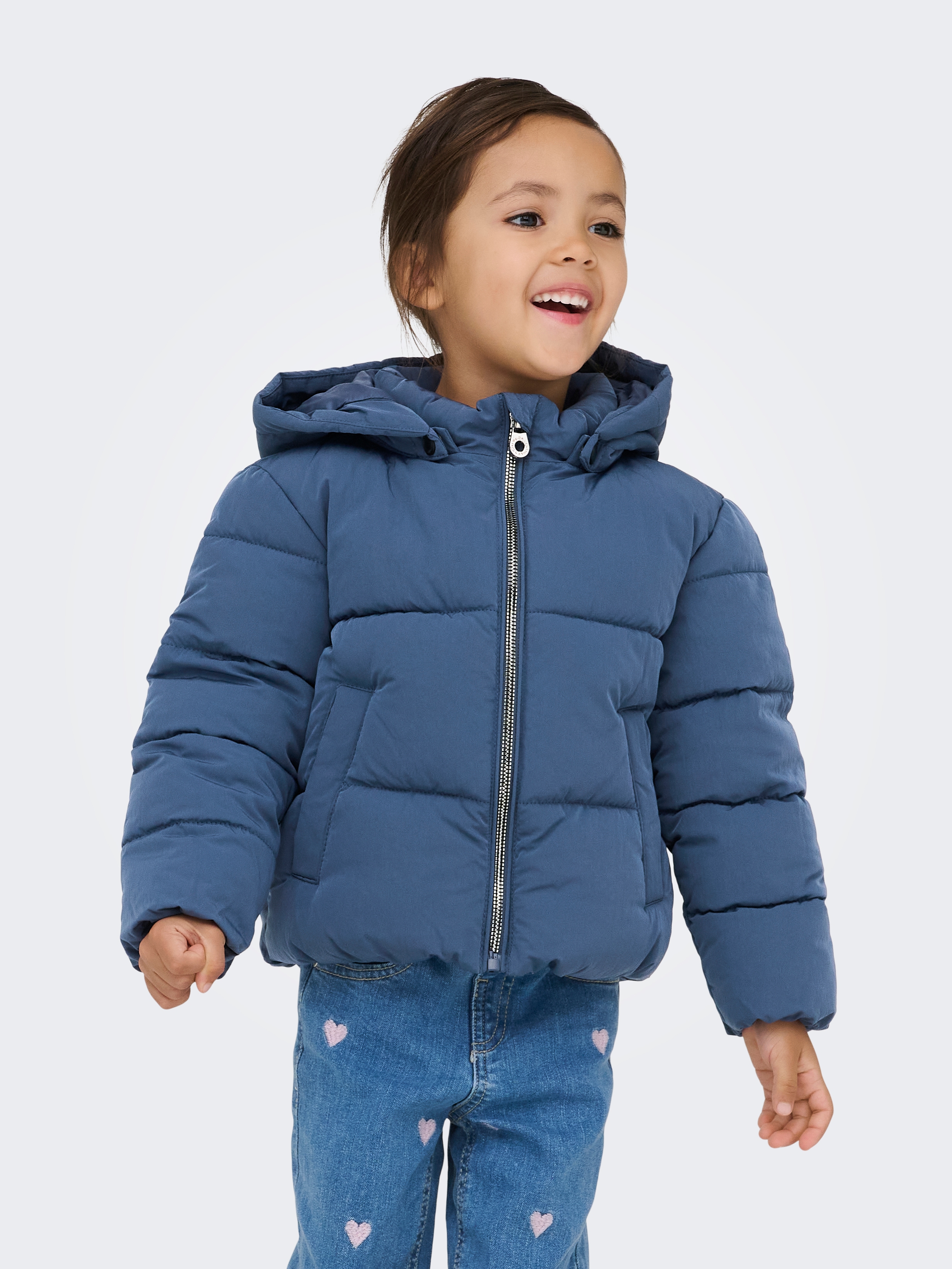 KIDS ONLY Steppjacke "KMGDOLLY LIFE SHORT PUF JACKET OTW NOOS" mit Kapuze Materialmix