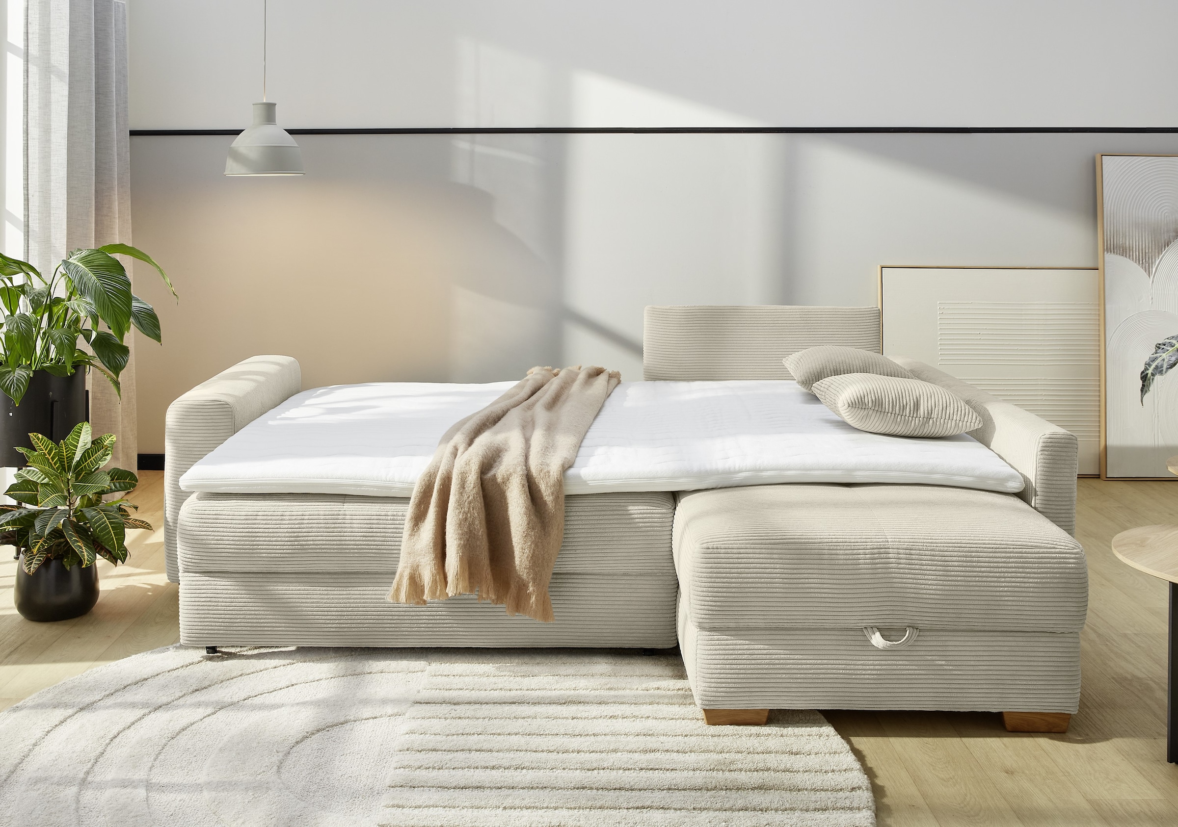 Jockenhöfer Gruppe Ecksofa »Sunset, Dauerschlafsofa mit«, Tonnentaschen-Federkern, 5cm Kaltschaumtopper, flexible montierbar