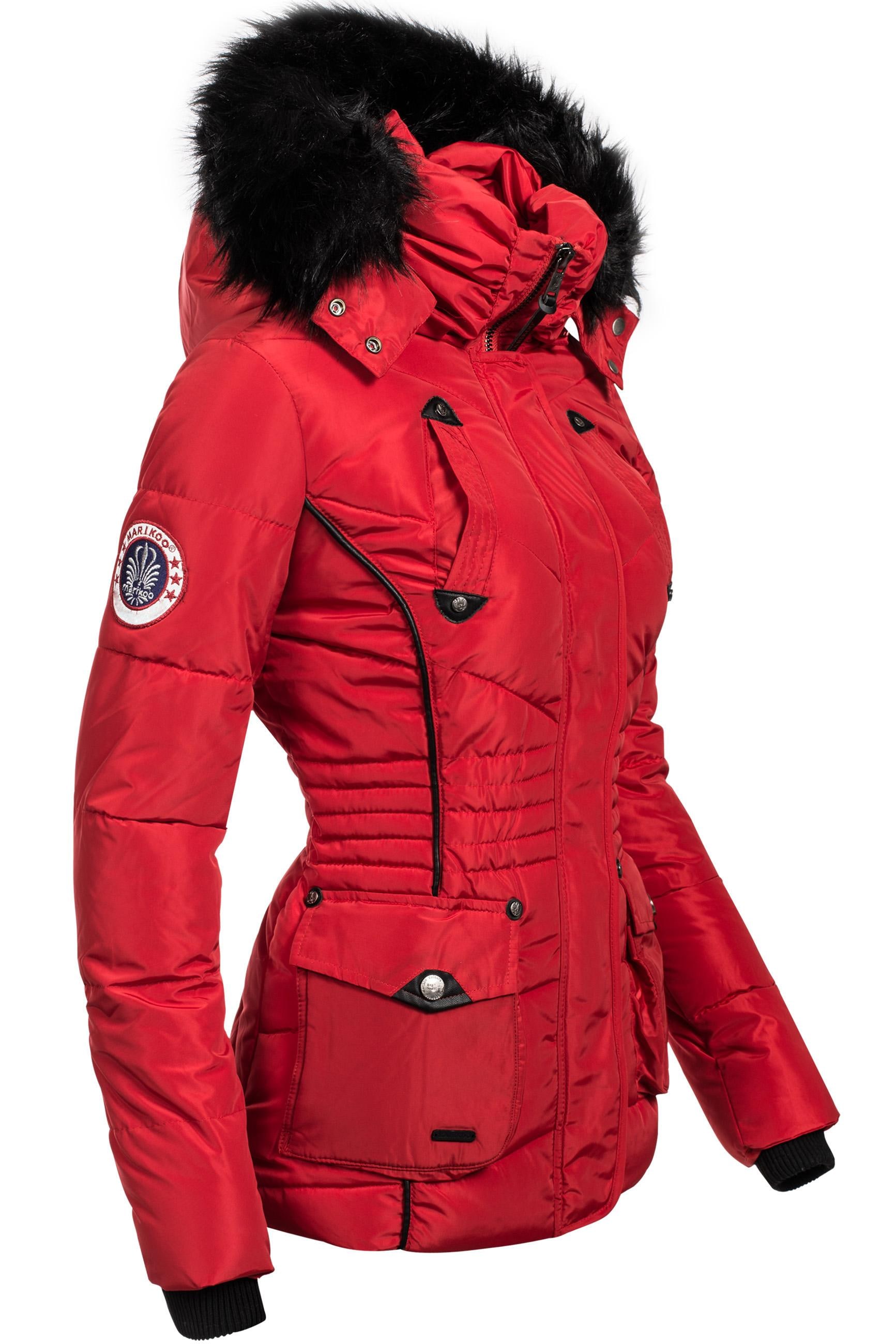 Marikoo Steppjacke »Vanilla«, mit Kapuze, edle Winterjacke m. Kunstfellkapuze