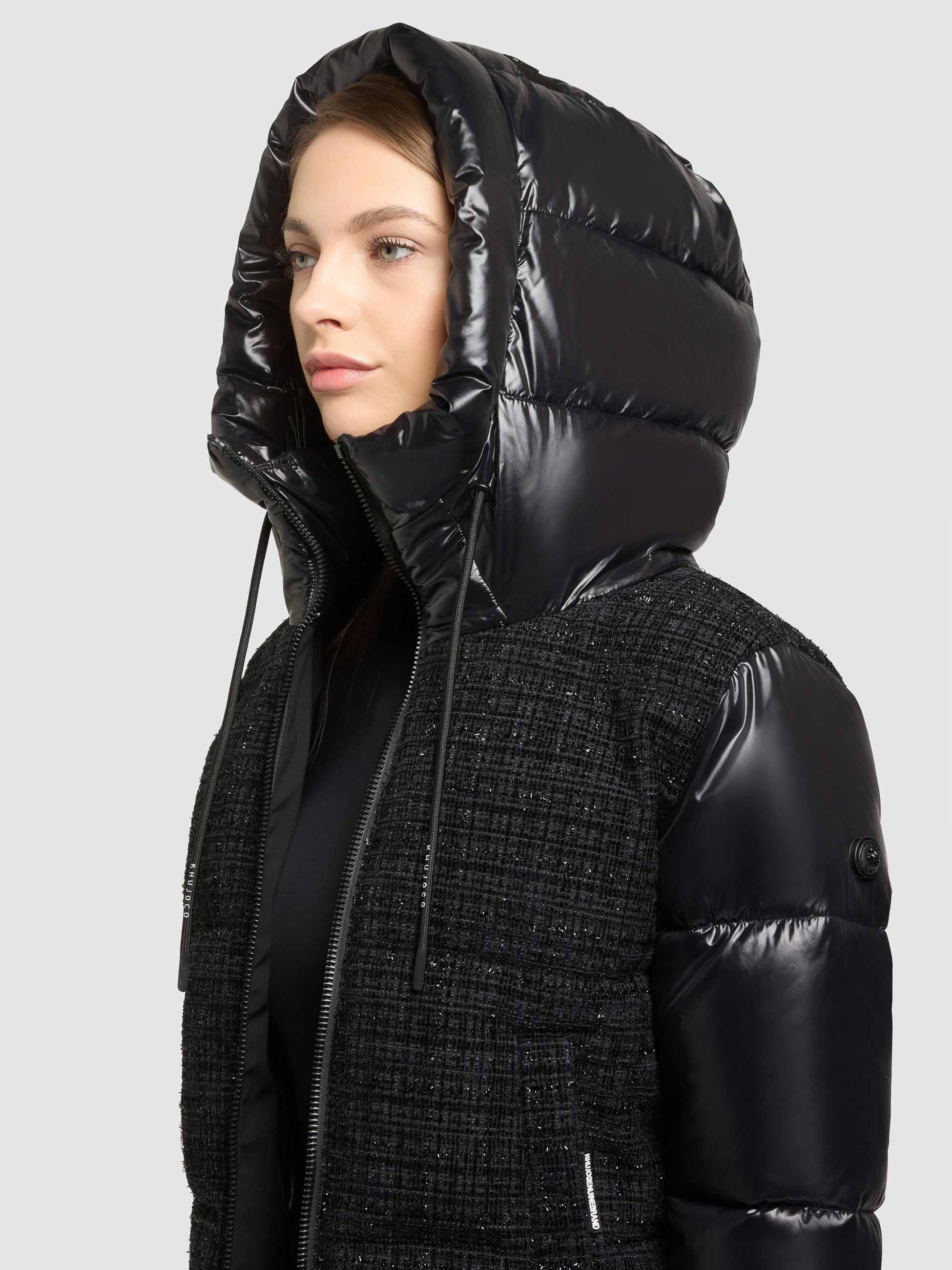 khujo Steppjacke »GRIEDA« mit Kapuze elastische Windstopperbündchen, Materialmix: Stepp und Boucle