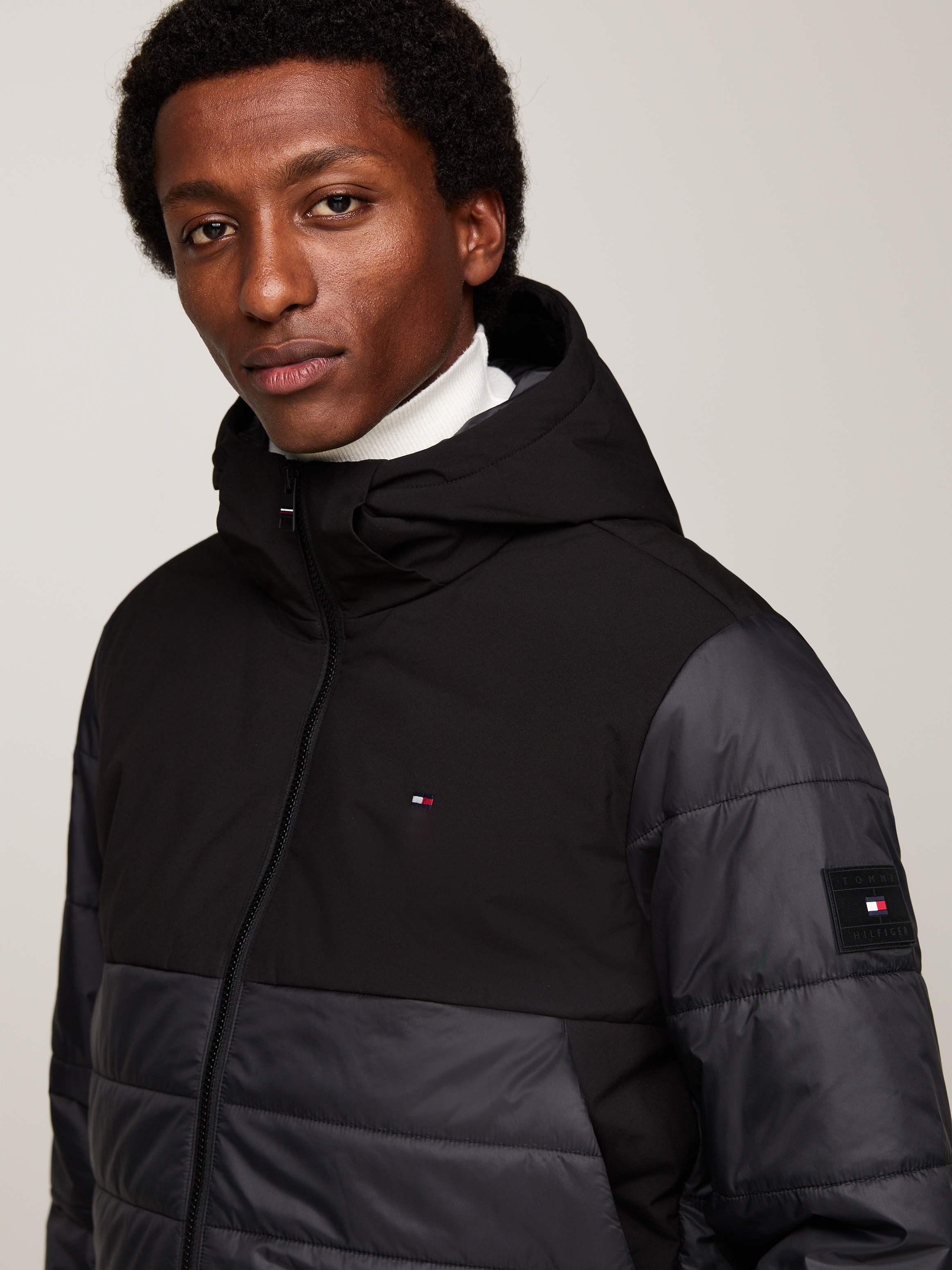 Tommy Hilfiger Steppjacke "CL MIXED MEDIA HOODED JACKET", mit Kapuze günstig online kaufen