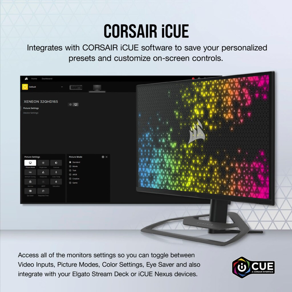 Corsair Gaming-Monitor »XENEON 32QHD165«, 81,28 cm/32 Zoll, 2560 x 1440 px, QHD, 1 ms Reaktionszeit, 165 Hz