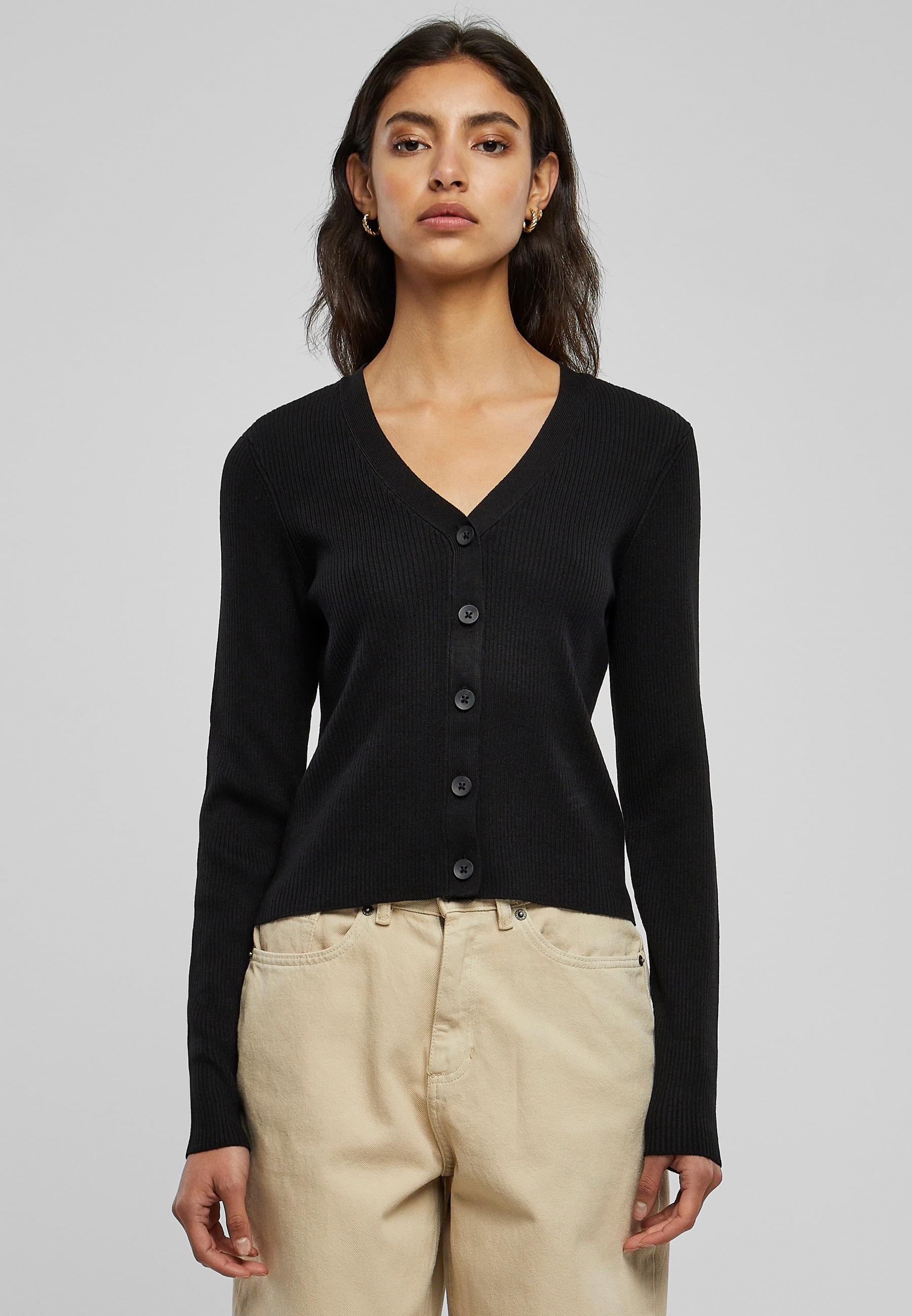 URBAN CLASSICS Strickjacke »Urban Classics Damen Ladies Short Rib Knit Cardigan«