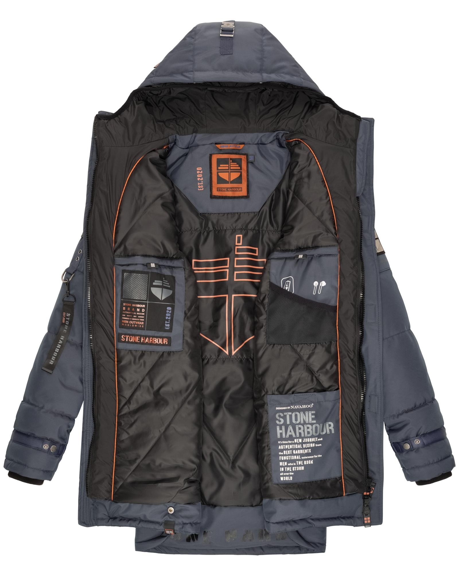 Stone Harbour Winterjacke »Tahaa«, mit Kapuze, Warm gefütterter Herren Wintermantel mit doppelter Kapuze