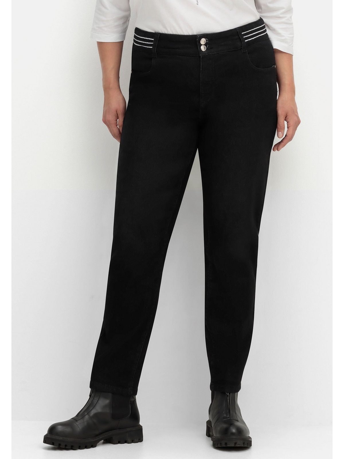 Sheego Stretch-Jeans »Große Größen«, mit Glitzer-Zierband am Bund