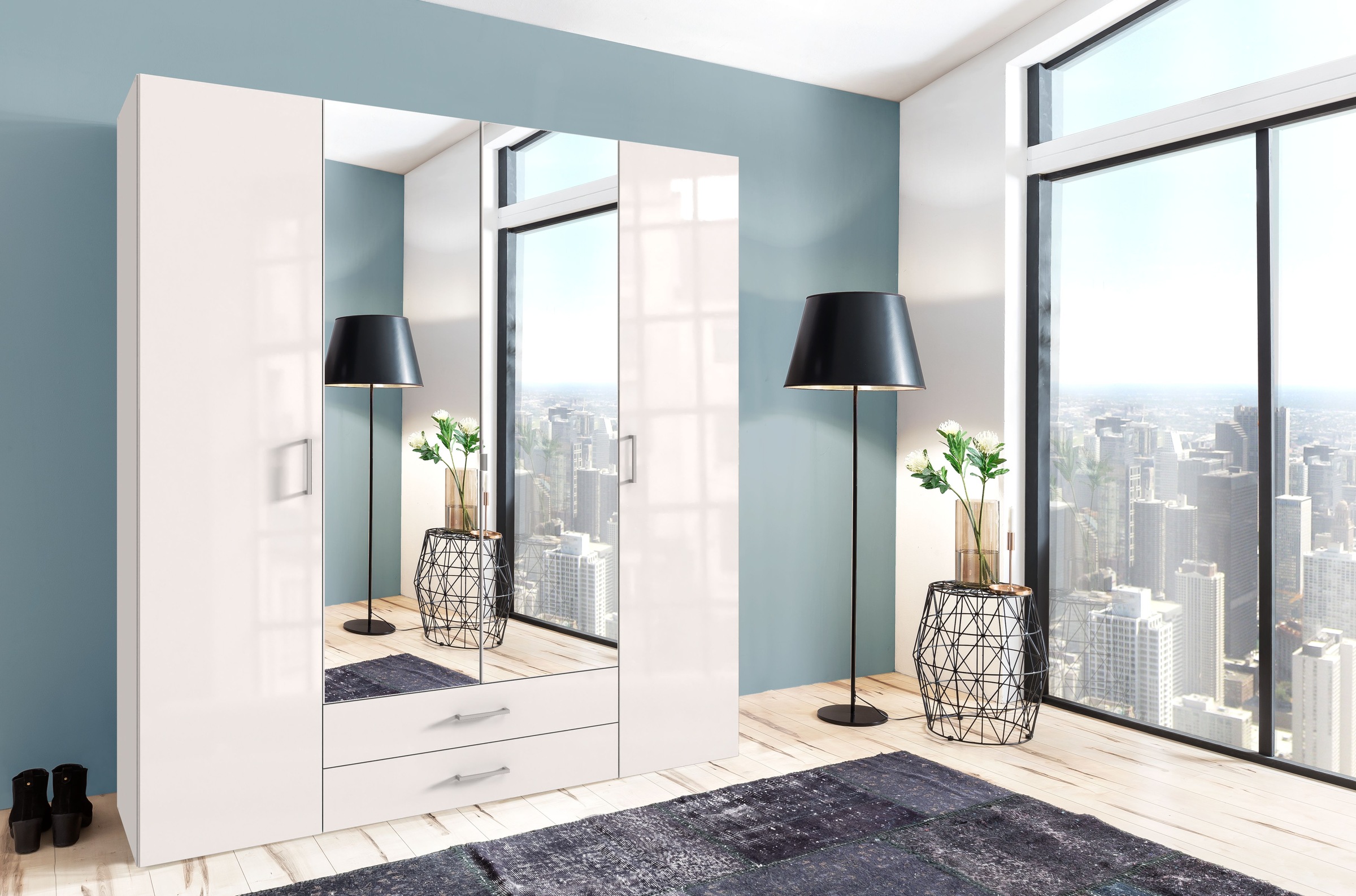 Wimex Drehtürenschrank "Mugano" mit langen oder kurzen Griffen aus Metall, günstig online kaufen